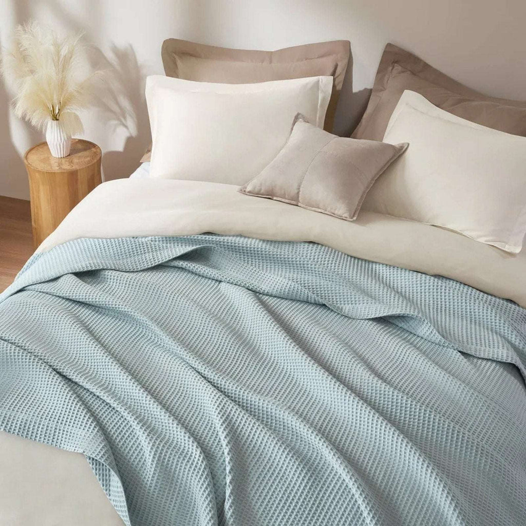 Madison Park 100% Cotton Ultra Soft Breathable Waffle Blanket Full/Queen - Aqua