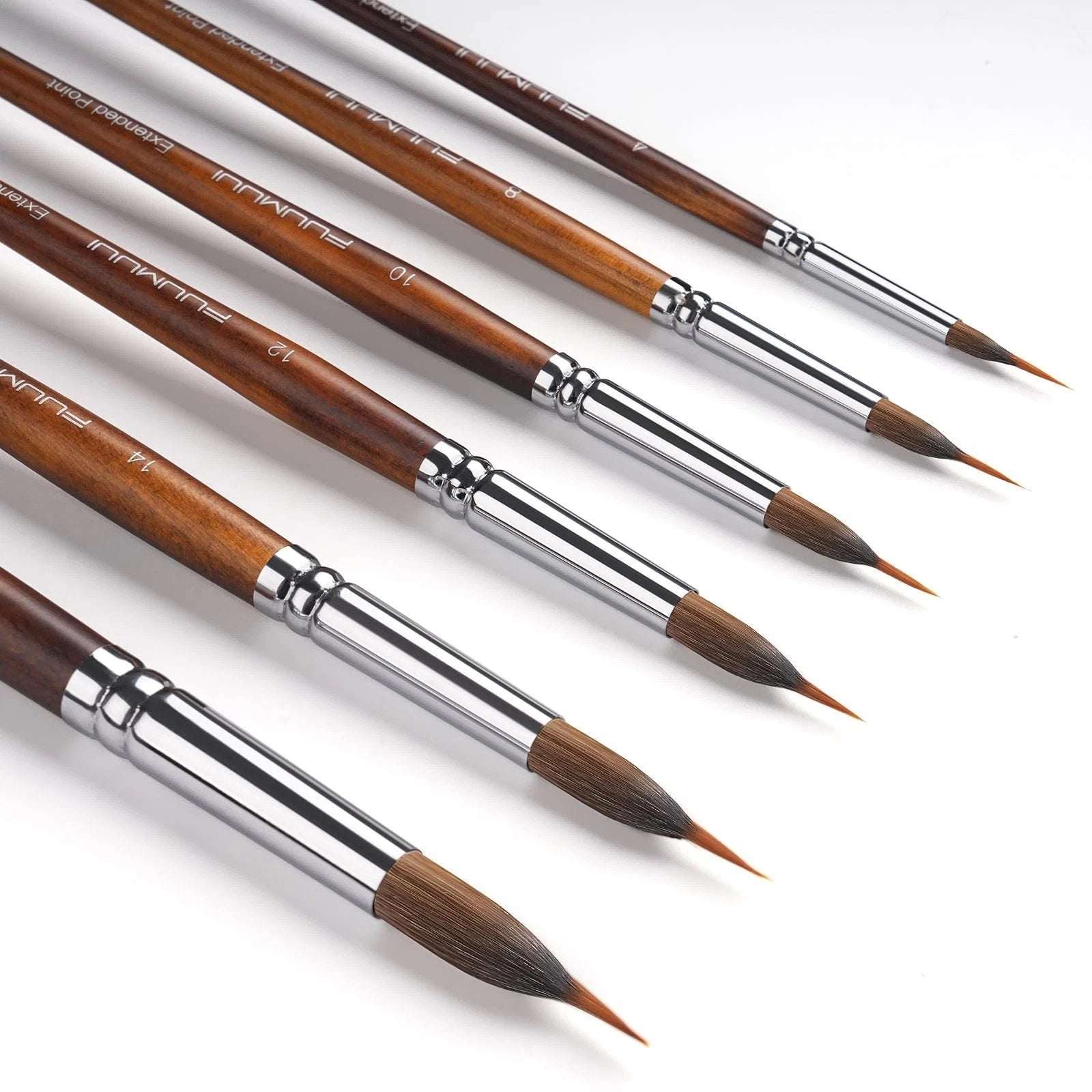 Fuumuui 6Pc Needle Point Brushes Professional Watercolor Brush Set