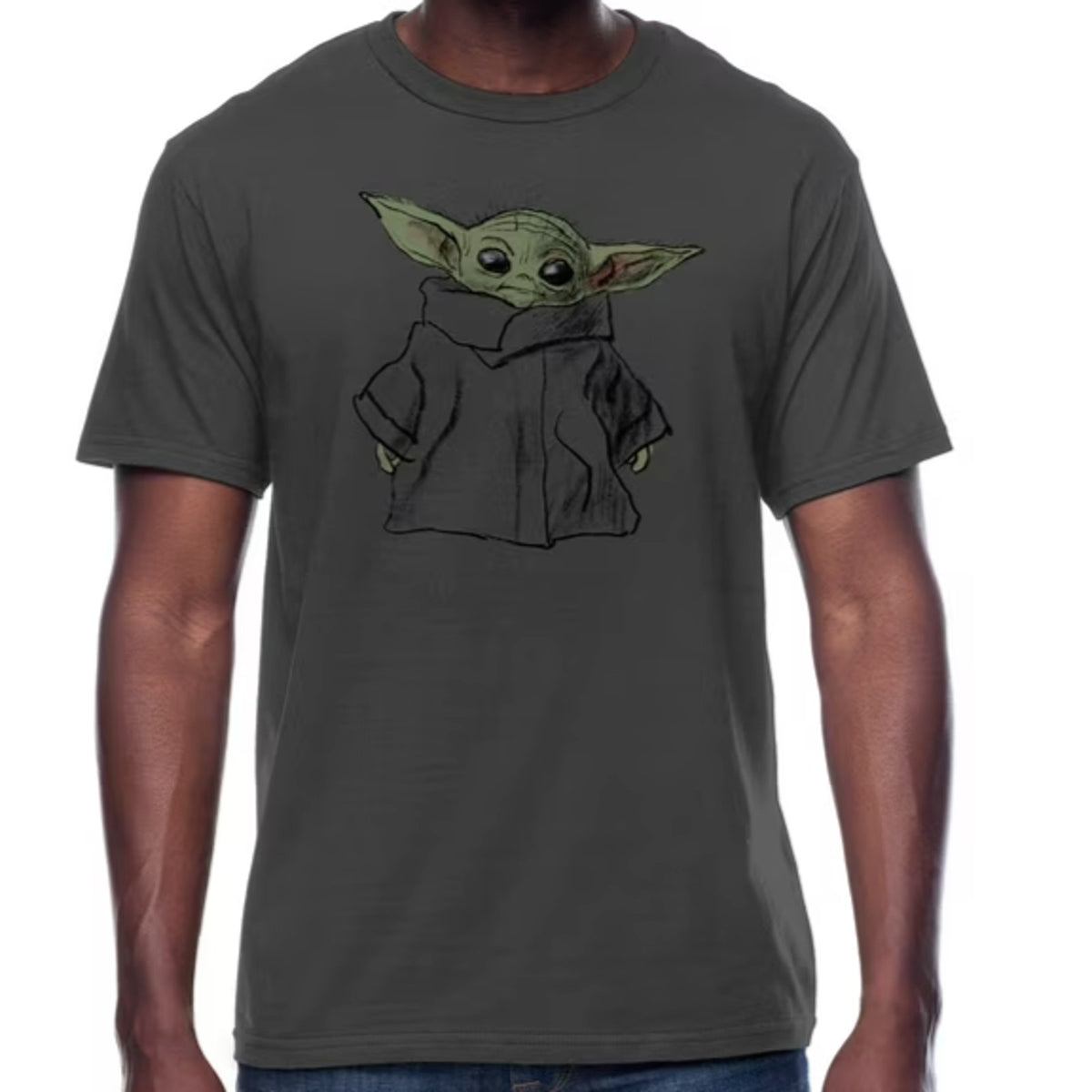 Star Wars The Mandalorian Baby Yoda Men's T-Shirt Mad Engine in Gray Size Large
