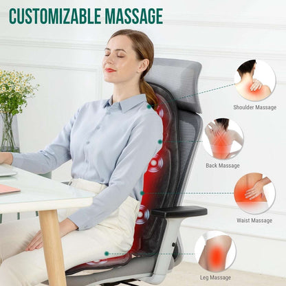 Snailax Massage Seat Cushion Back Massager w/ Heat, 6 Vibration Massage , Timer,