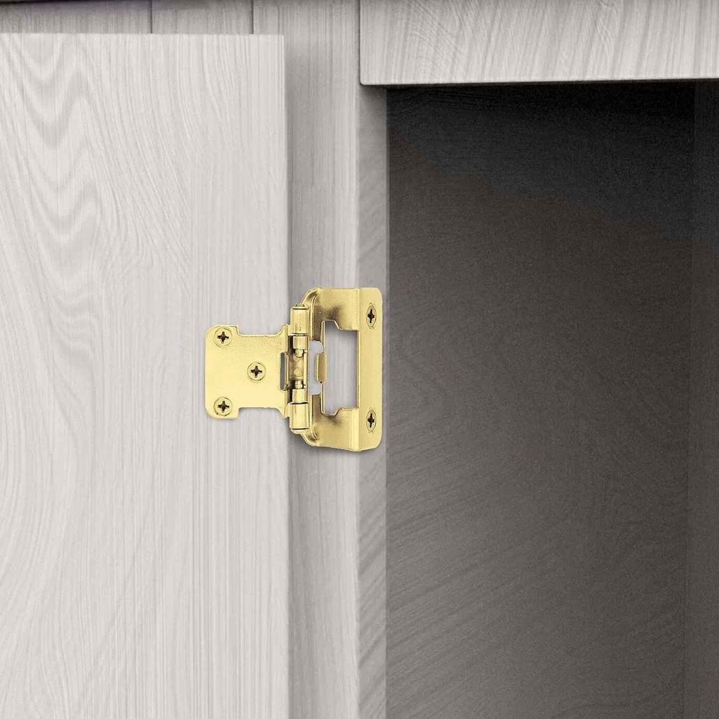 Donanim 1/2 Overlay Semi Wrap Self Closing Cabinet Hinges Brass Gold 28 Pair/56