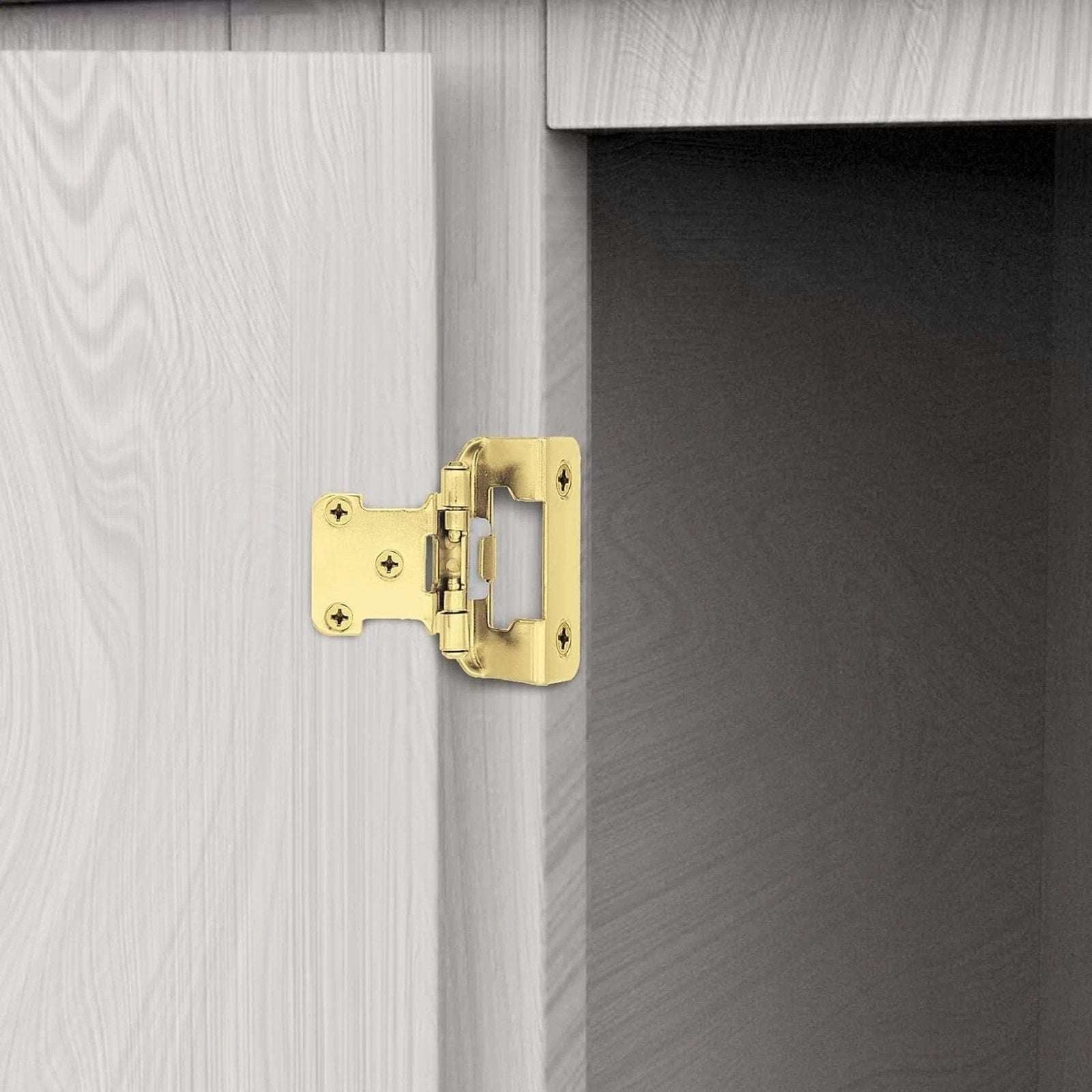Donanim 1/2 Overlay Semi Wrap Self Closing Cabinet Hinges Brass Gold 28 Pair/56