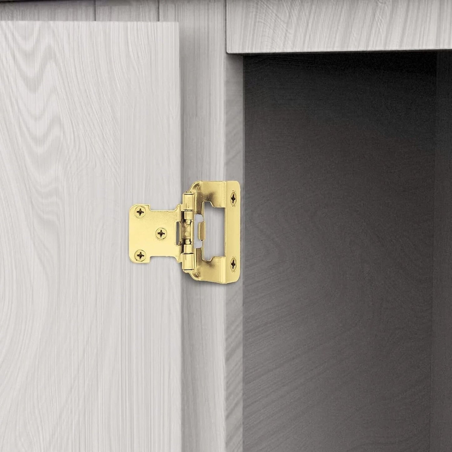 Donanim 1/2 Overlay Semi Wrap Self Closing Cabinet Hinges Brass Gold 28 Pair/56