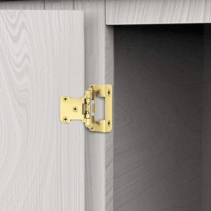 Donanim 1/2 Overlay Semi Wrap Self Closing Cabinet Hinges Brass Gold 28 Pair/56