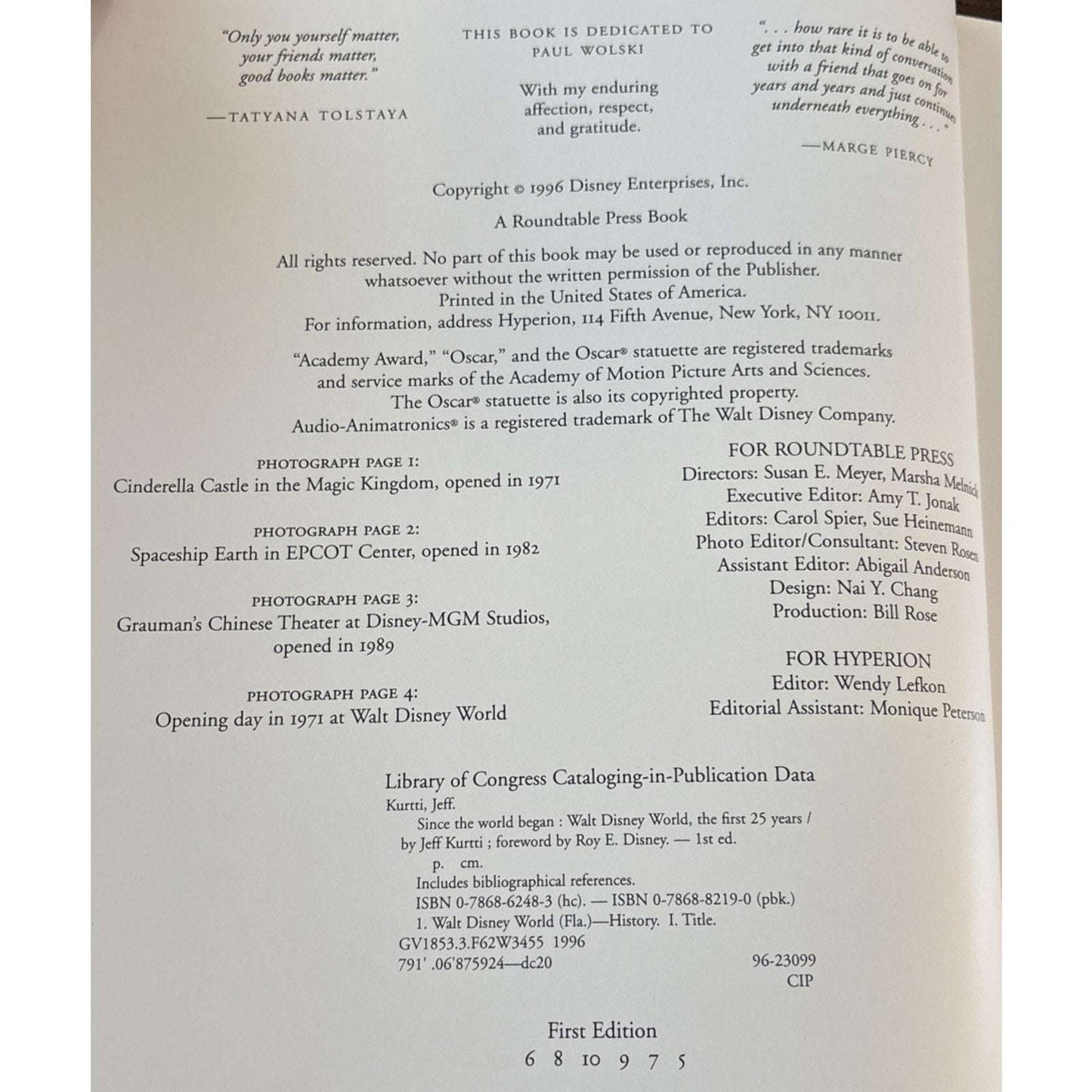 1996 WALT DISNEY WORLD SINCE THE WORLD BEGAN BOOK - THE FIRST 25 YEARS! 1st Ed