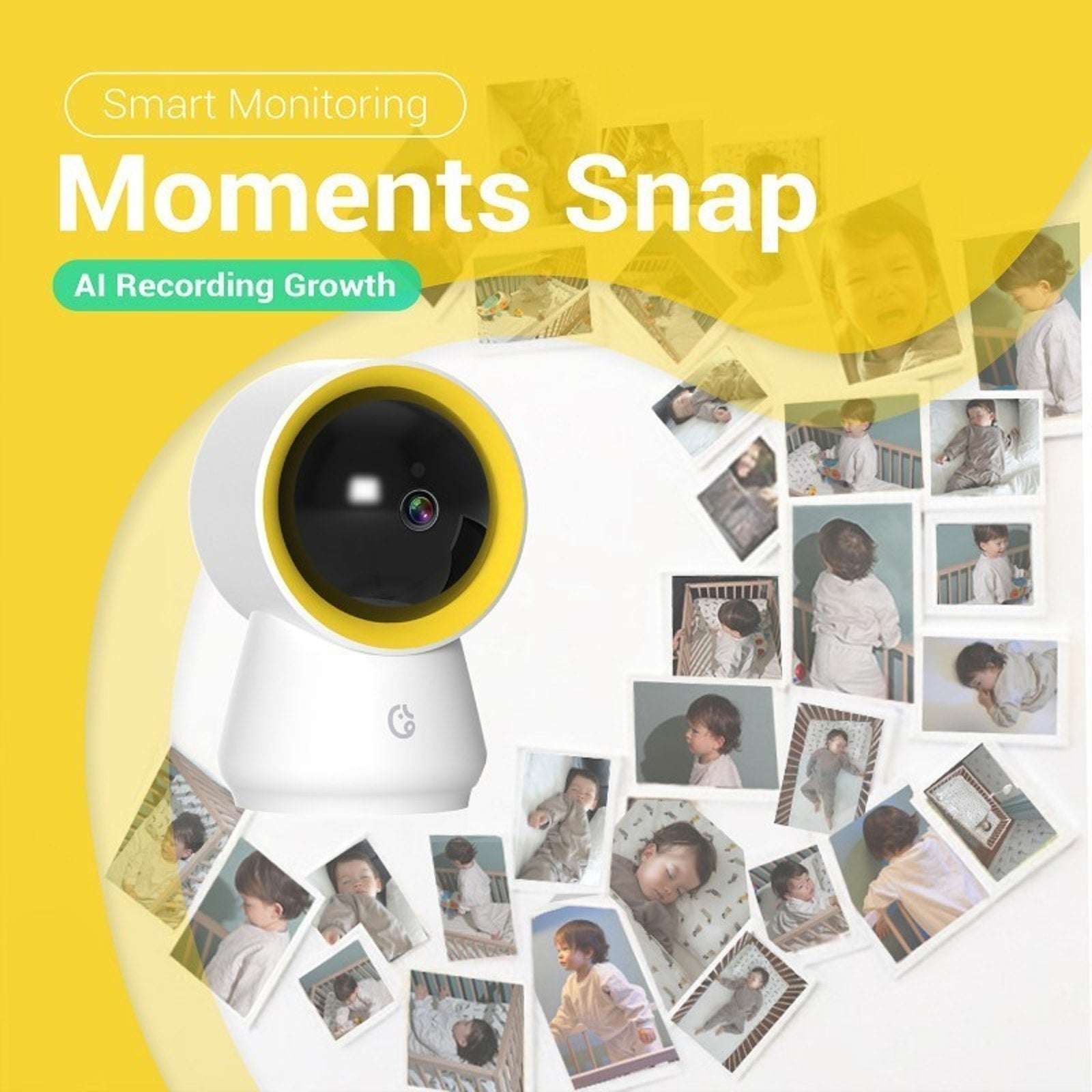 Ellie Baby Pro NON-Wifi AI Smart Baby Monitor w Audio, Cry Detect, Virtual Fence