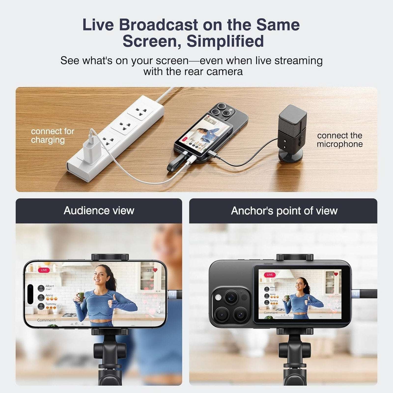 TTQ Vlog Screen Selfie Video Monitor TF39 Magnetic Remote Control NewOB No USB-C