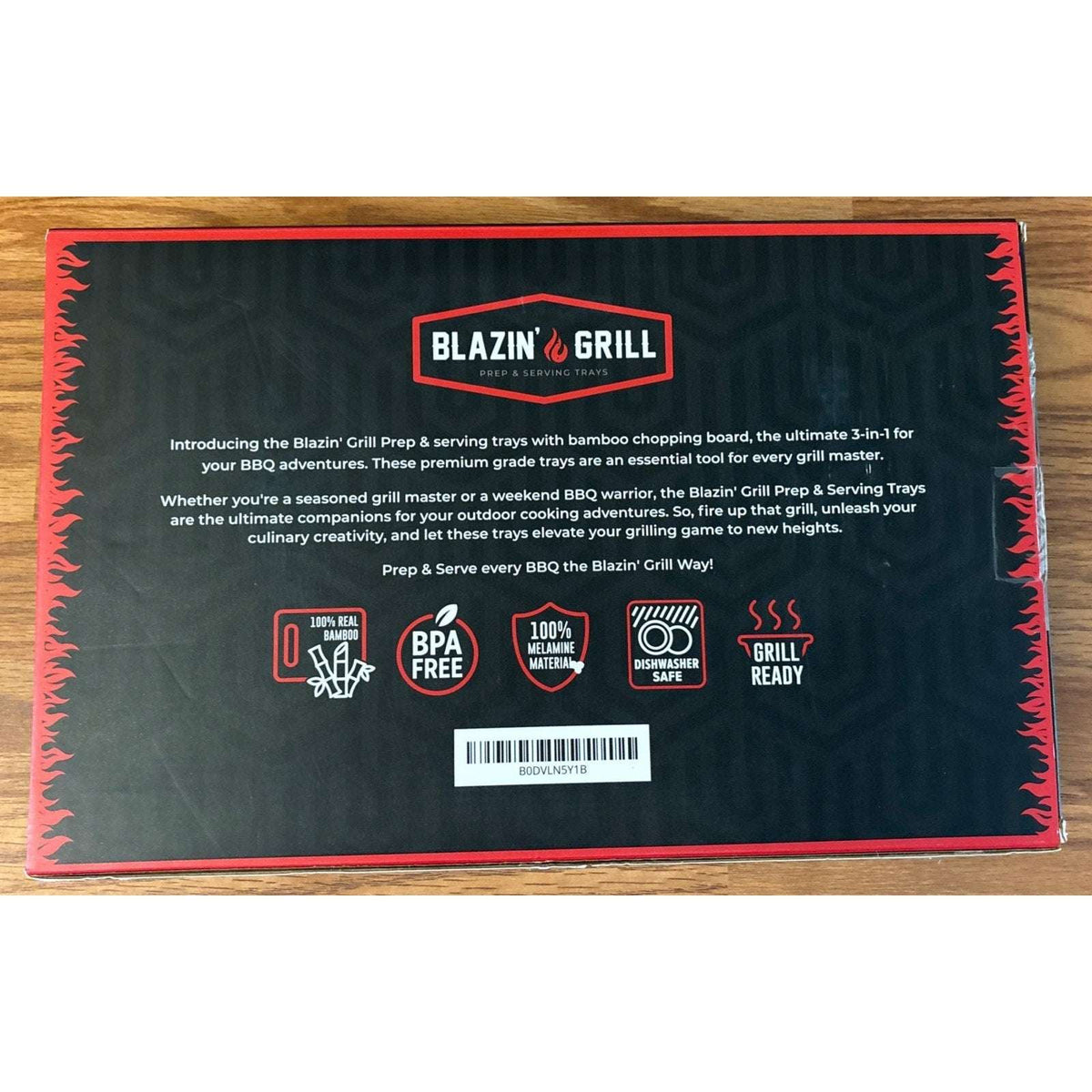 Melamine Grill Prep Serving Trays w/ Cutting Board 3PC Stackable BBQ Set