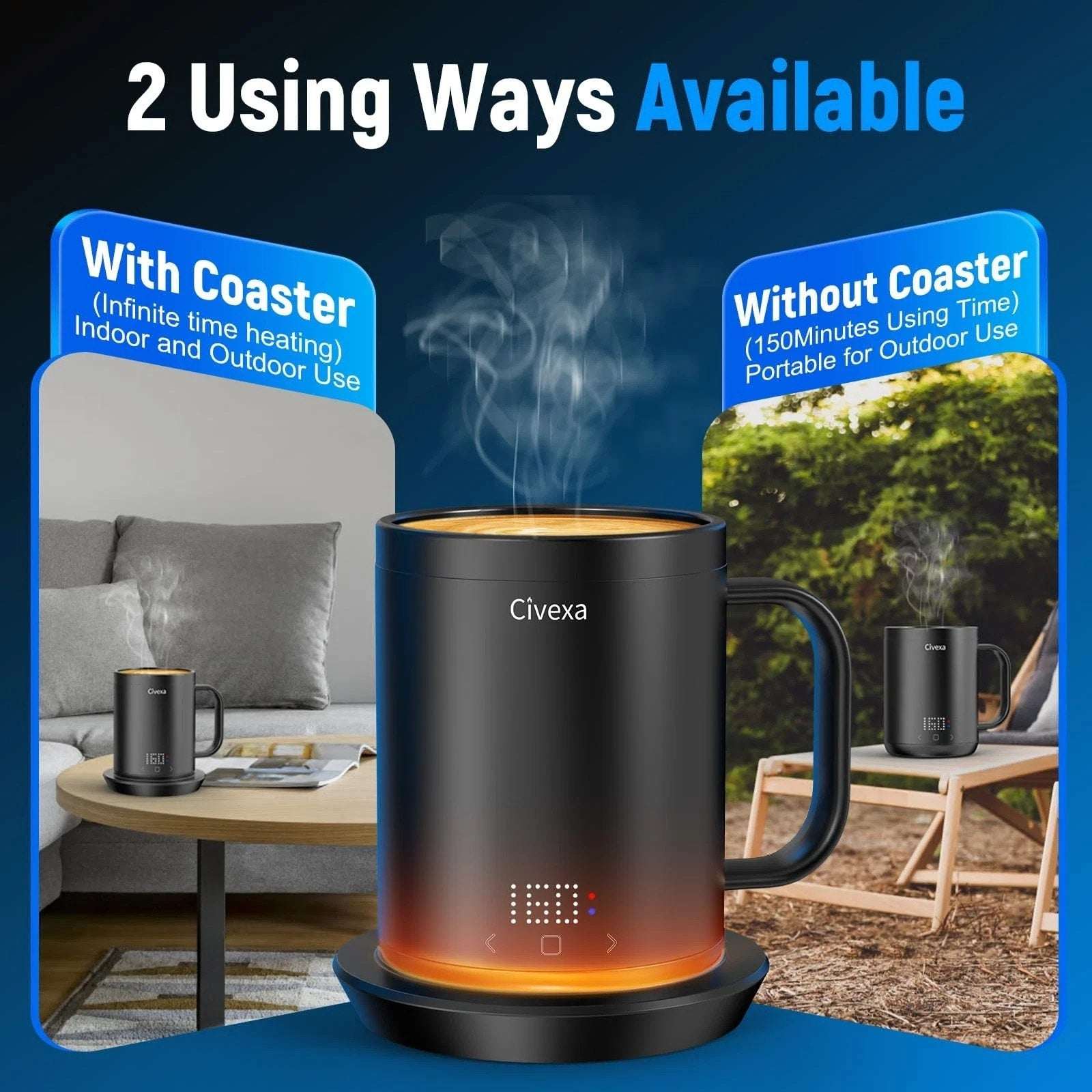 Civexa Heated Smart Mug Coffee Cup Rechargeable Touch & APP Control Auto Shutoff