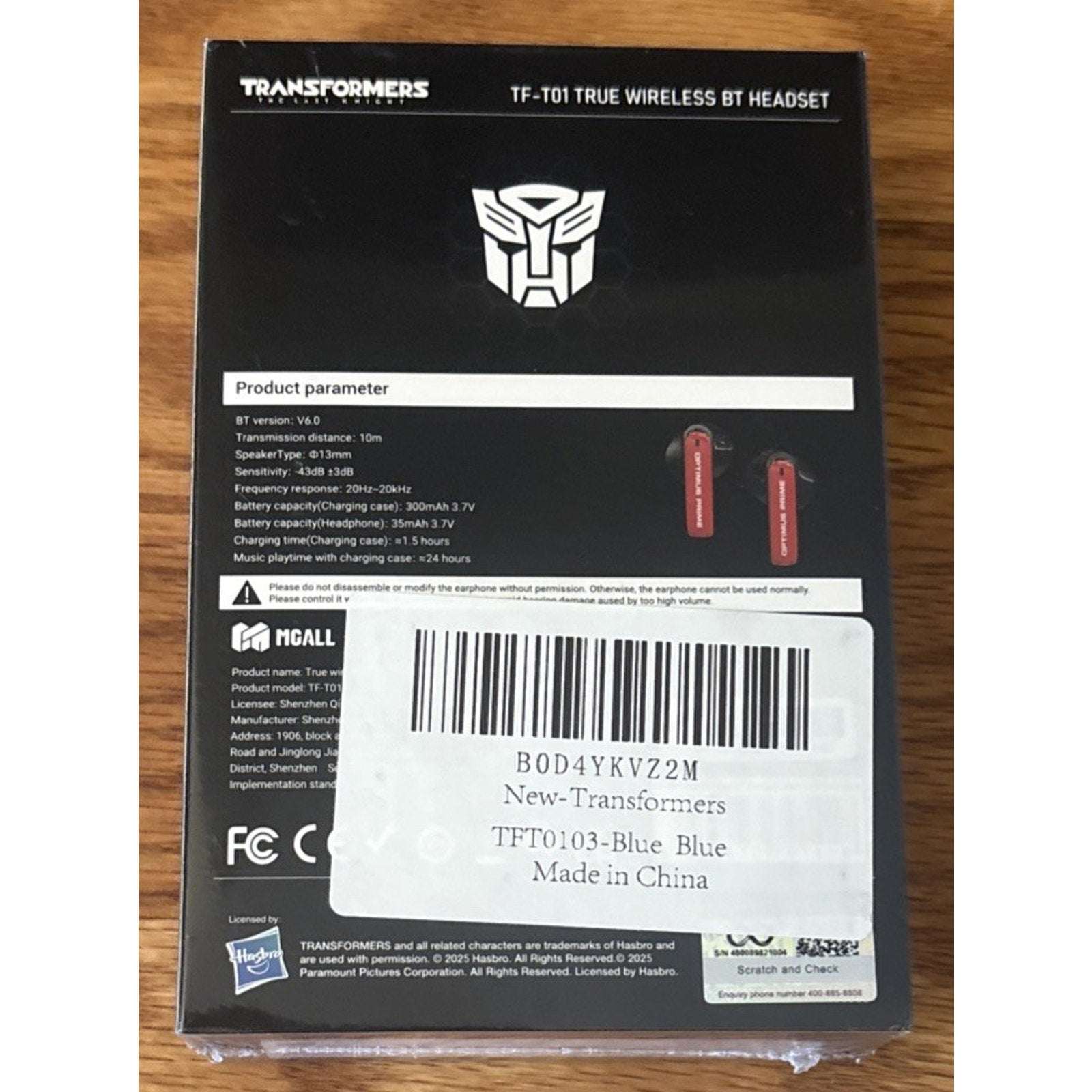 Hasbro Transformers TF-T01 Bluetooth Wireless In-Ear Headphones - Optimus Prime