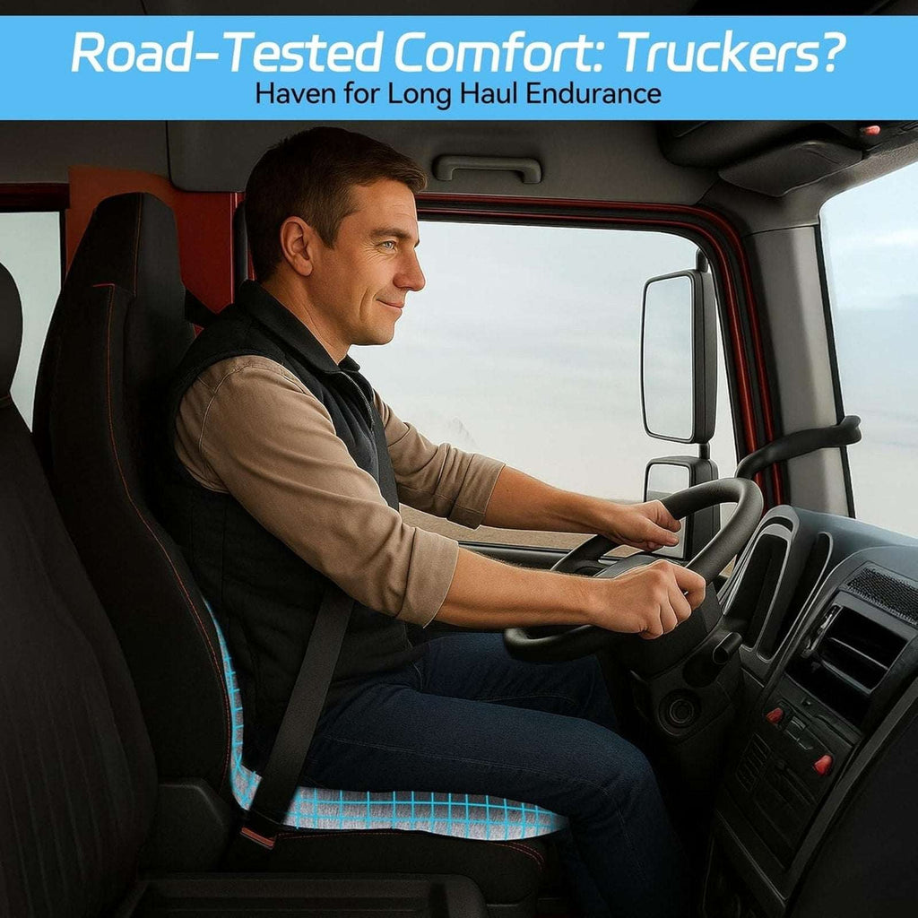 Ergonomic Semi Truck Trucker Seat Cushion for Long Sitting with Lumbar Support