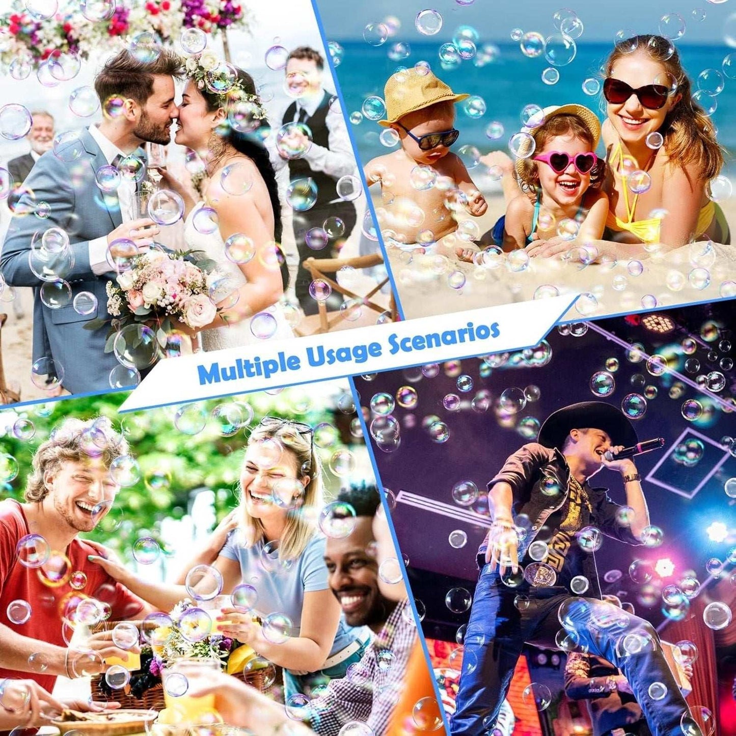 Oscillating Automatic Bubble Machine Blower Maker Wireless Rechargeable Portable