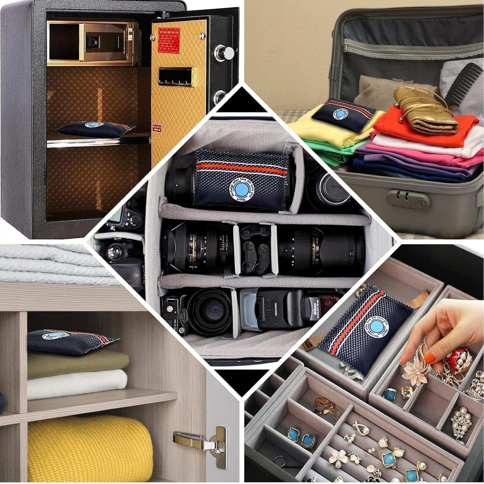 120g Rechargeable Desiccant Moisture Absorbing Bag for Home Closets Safe Car