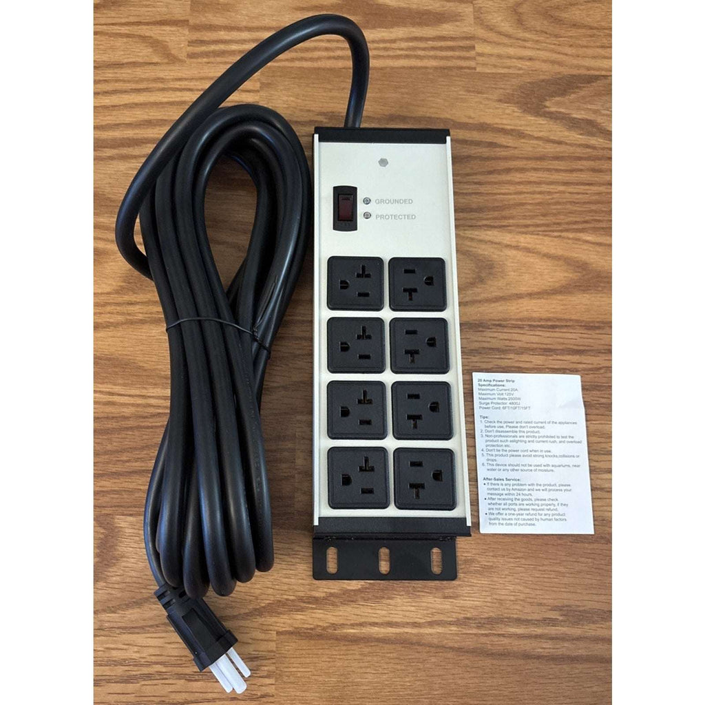 Heavy Duty Power Strip Surge Protector 20 AMP 8 Outlets 12 Gauge 20Ft Industrial