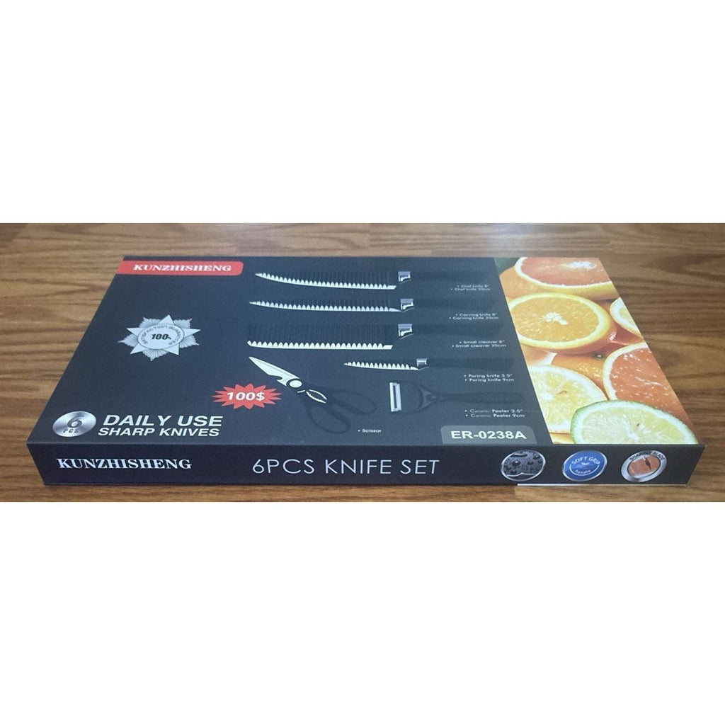 Culinary Knife Set Non Stick, Soft Touch Anti-Slip Handle 6 Piece Set ER-0238A