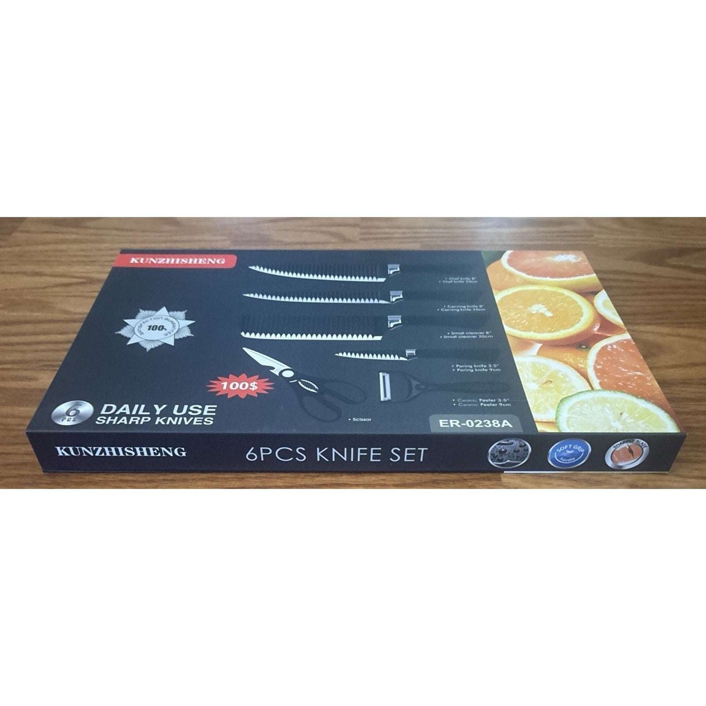 Culinary Knife Set Non Stick, Soft Touch Anti-Slip Handle 6 Piece Set ER-0238A
