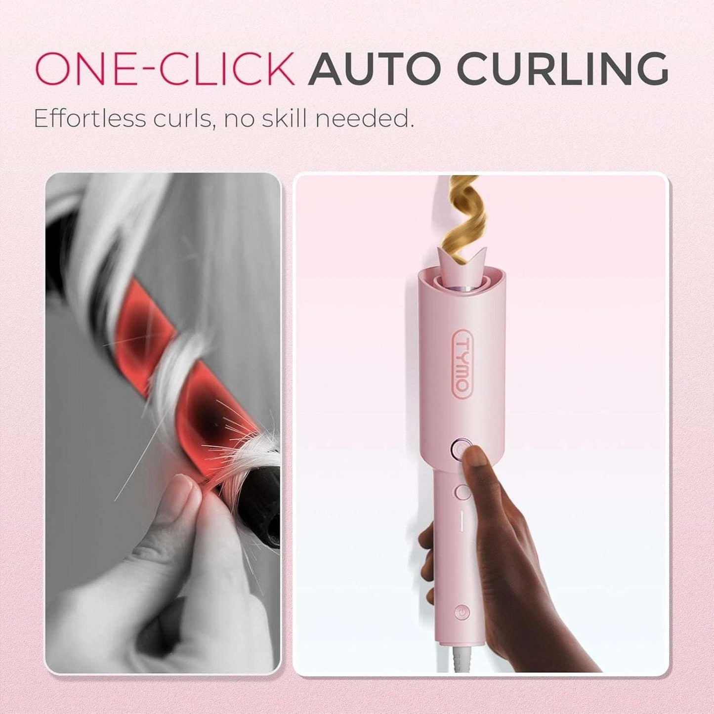 TYMO CURLPRO 1 Inch Automatic Rotating Curling Iron Anti-Tangle Smart Temp Contr