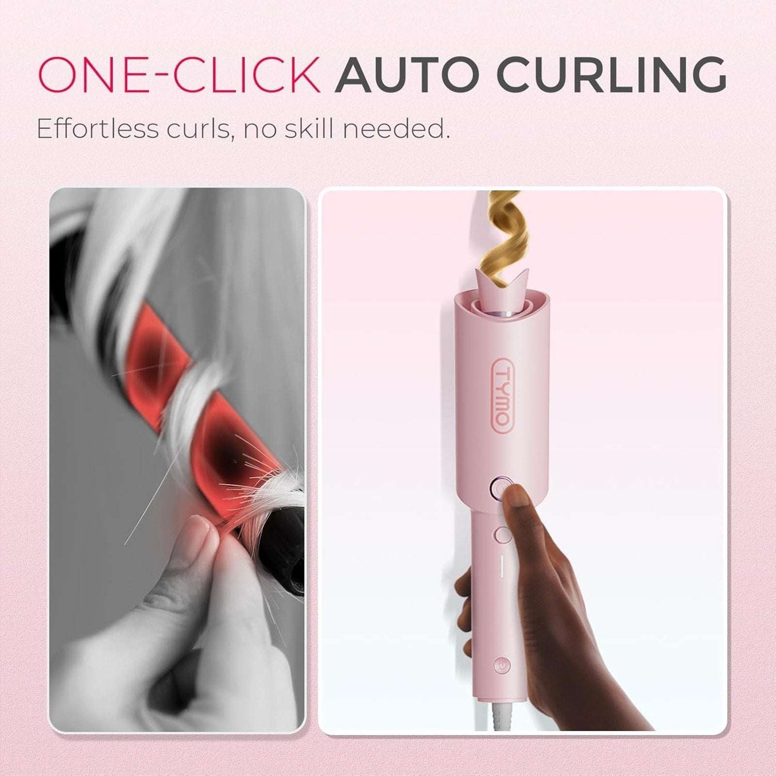 TYMO CURLPRO 1 Inch Automatic Rotating Curling Iron Anti-Tangle Smart Temp Contr