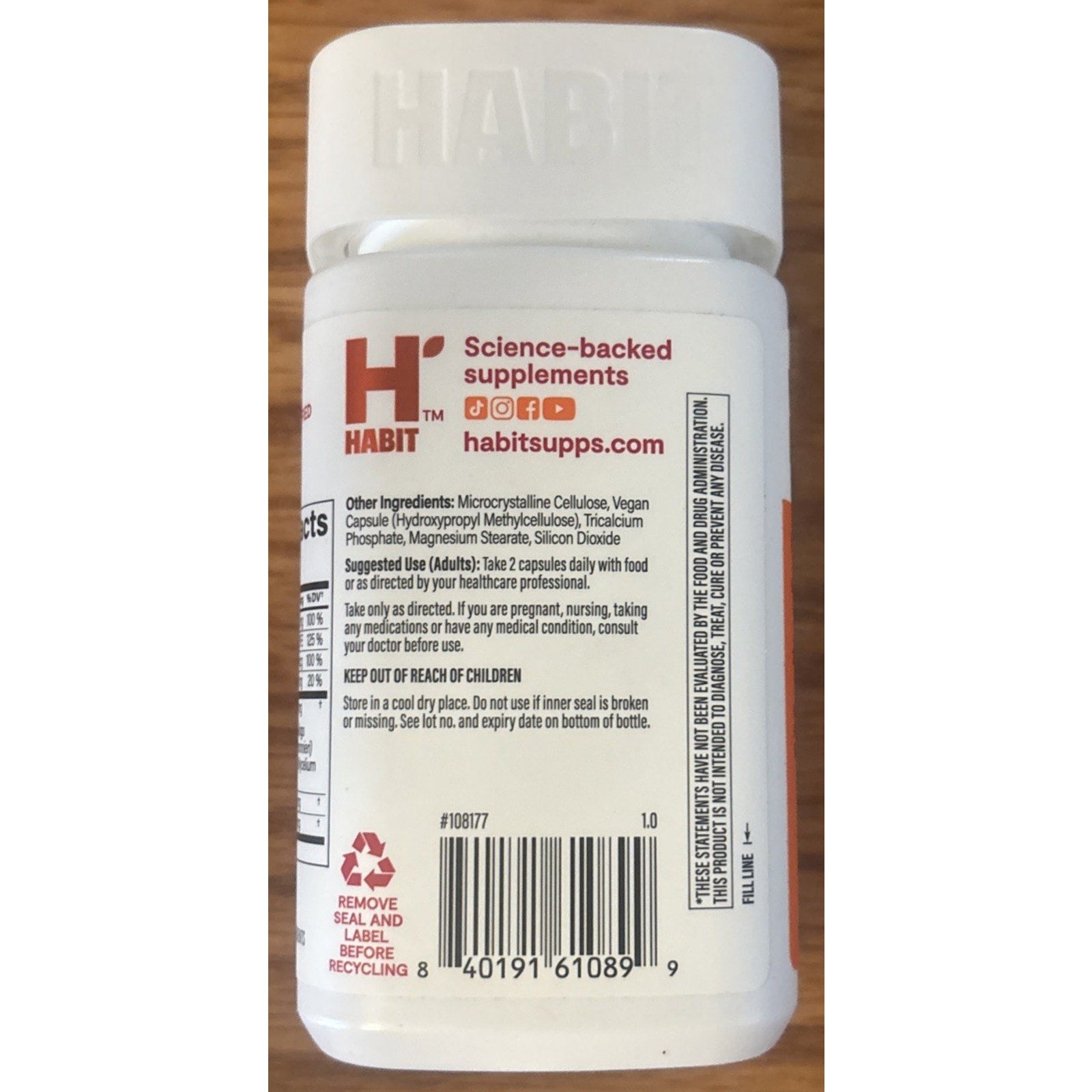 Habit H+ Brain Focus Nootropic Capsules 60ct Vegan Non-GMO Exp 05/2027