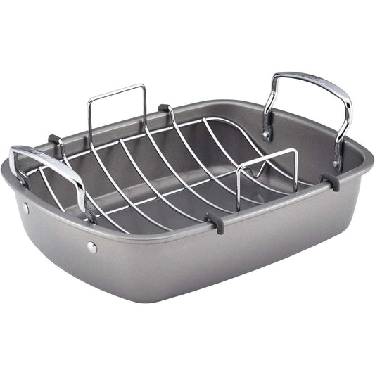 Circulon Nonstick Roasting Pan / Roaster w/ Rack - 17 Inch x 13 Inch 24lbs Gray