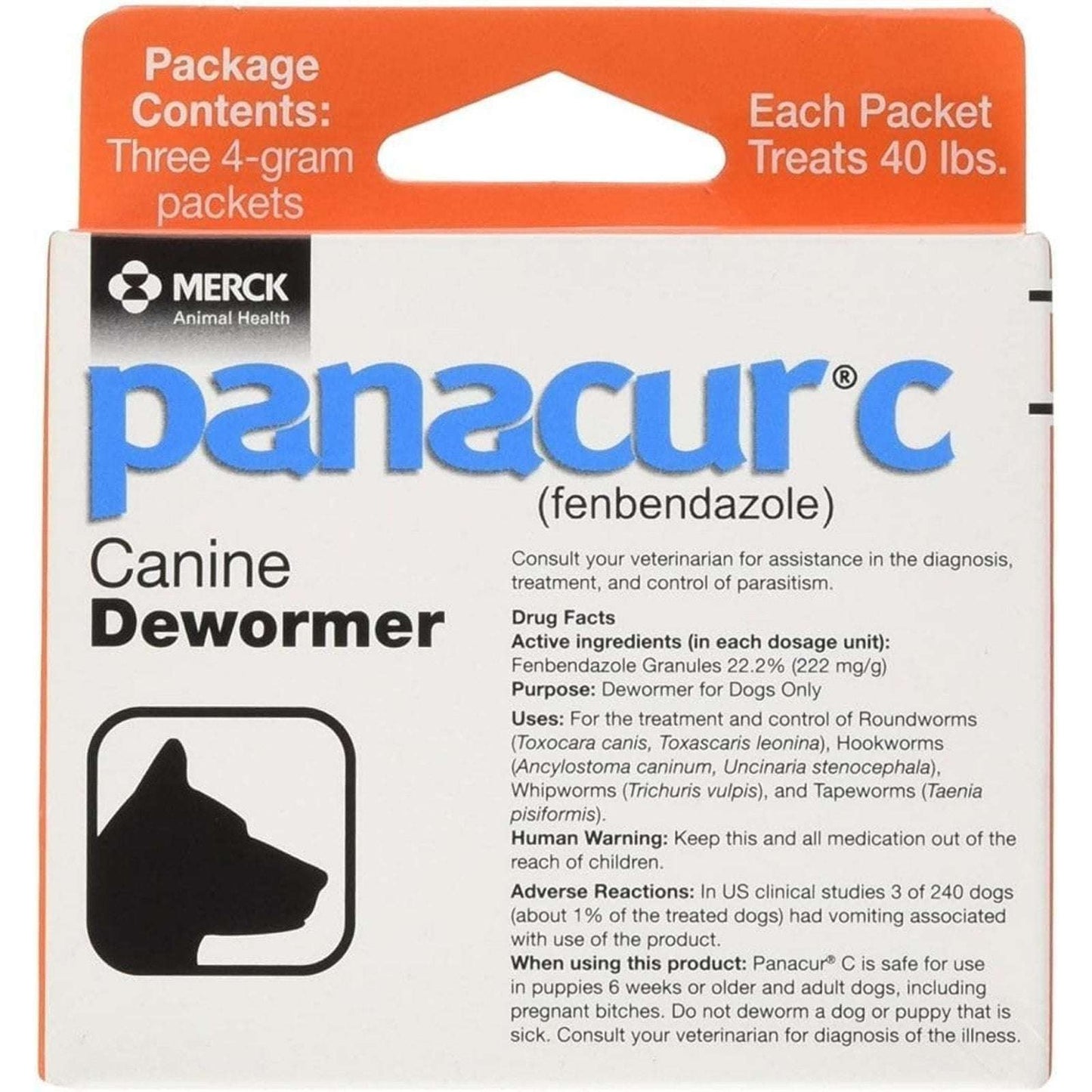 15-Pack Panacur C 4 gram Canine 40lbs Dewormer Treatment Packets EXP: 06/2027