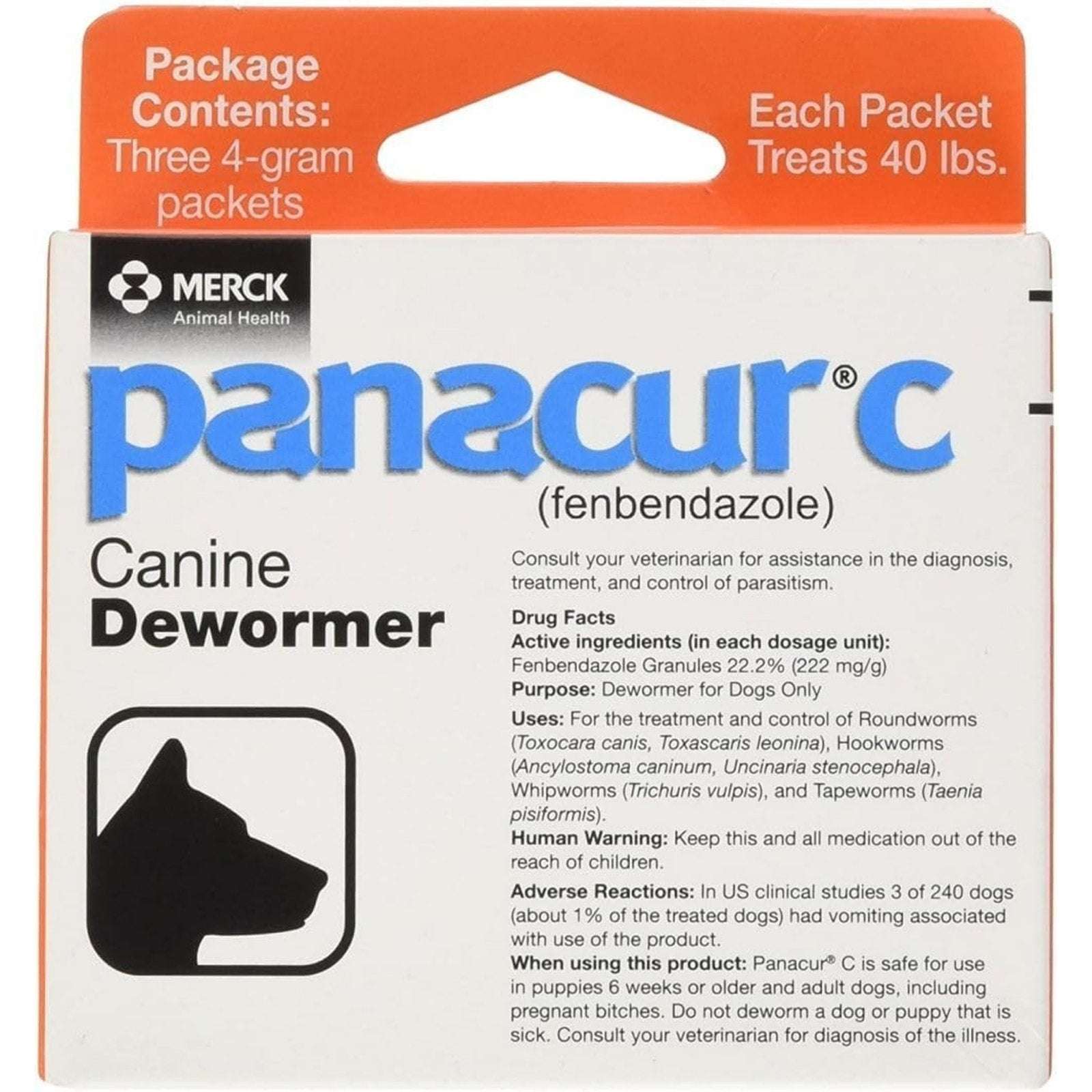 15-Pack Panacur C 4 gram Canine 40lbs Dewormer Treatment Packets EXP: 06/2027