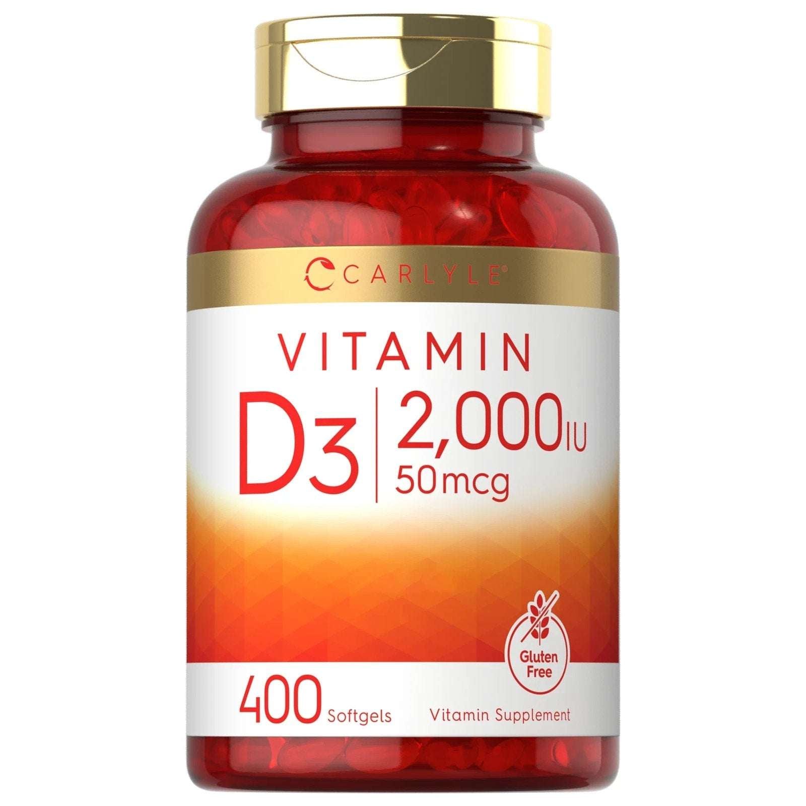 2 Pack Carlyle Vitamin D3 2000 IU Softgels (400ea/800total) Non-GMO Gluten Free