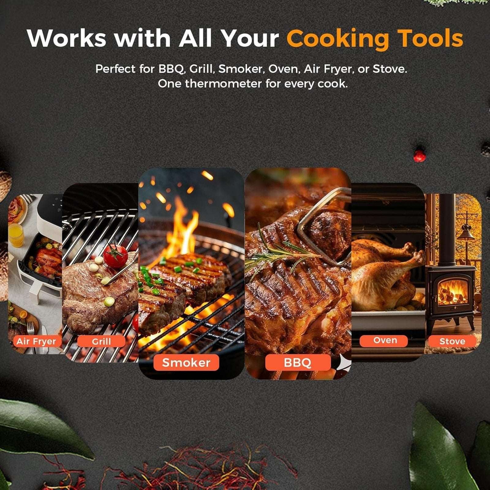 Smart Wireless Bluetooth Meat Thermometer Multi-Sensor, Instant Read with APP