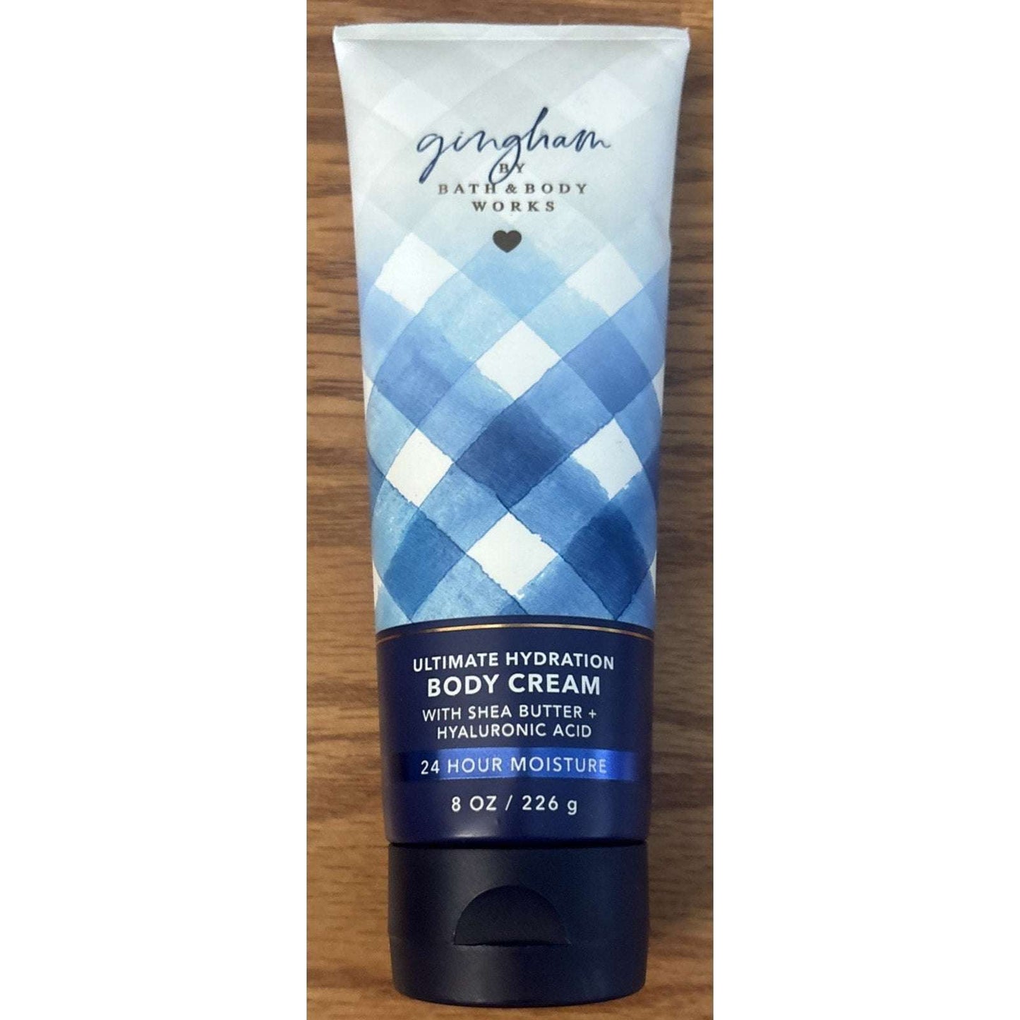 4PC Bath & Body Works Gingham Body Lotion, Cream, Exfoliating Gloves & Bag Set