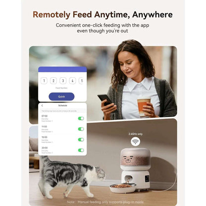3L Automatic Cat Pet Food Dispenser Feeder w/ APP Control, Up to 10 Meals Daily