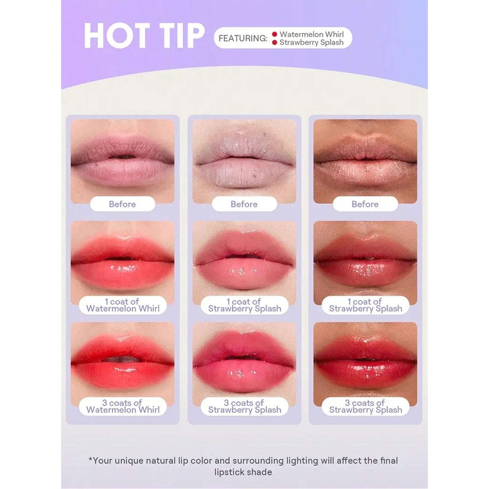 PageVine Hydra Jelly Pocket Lip Jam Gloss STRAWBERRY SPLASH Built in Applicator