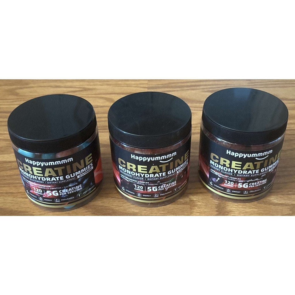 3x Happyummmm Creatine Monohydrate Gummies 5g Variety 120ct (360 Total) Exp 7/27