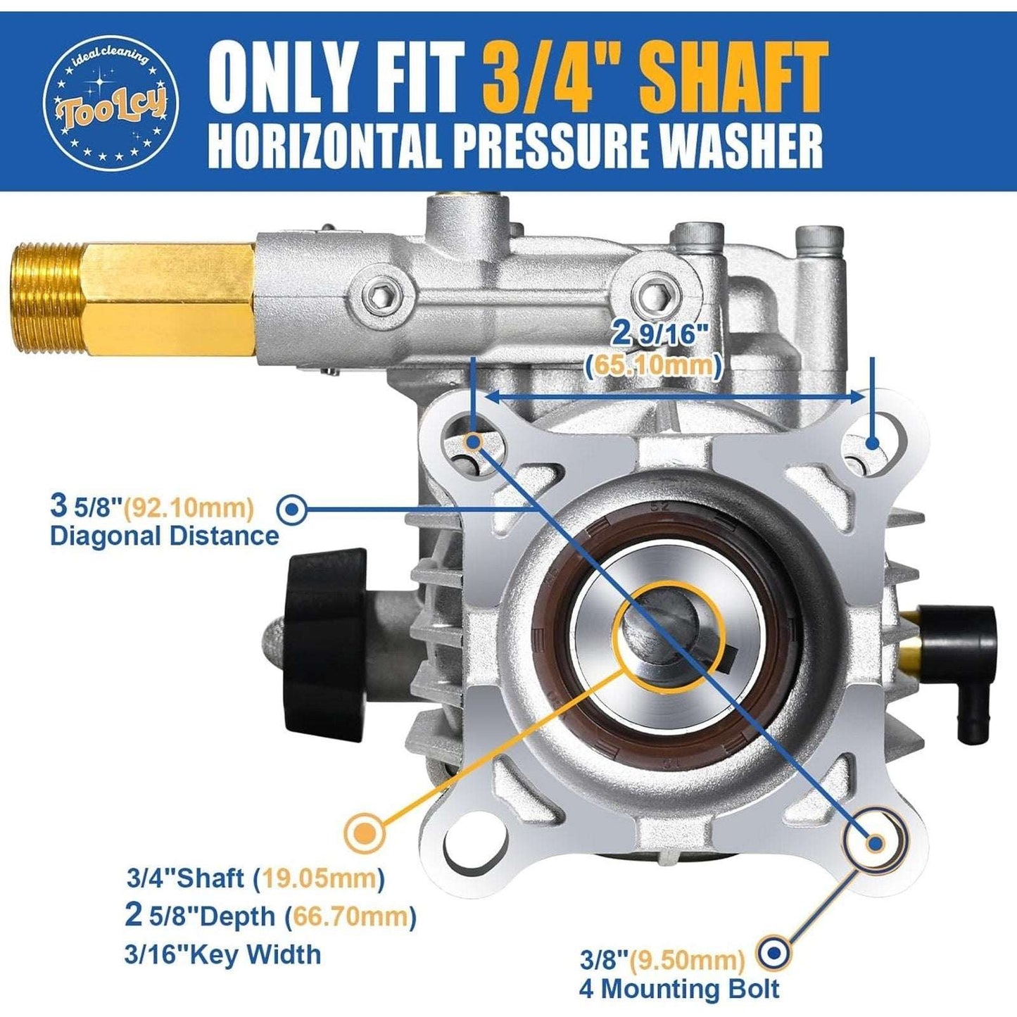 3/4″ Shaft Pressure Washer Pump 2600-3300 PSI 2.5 GPM for Honda Simpson Ryobi