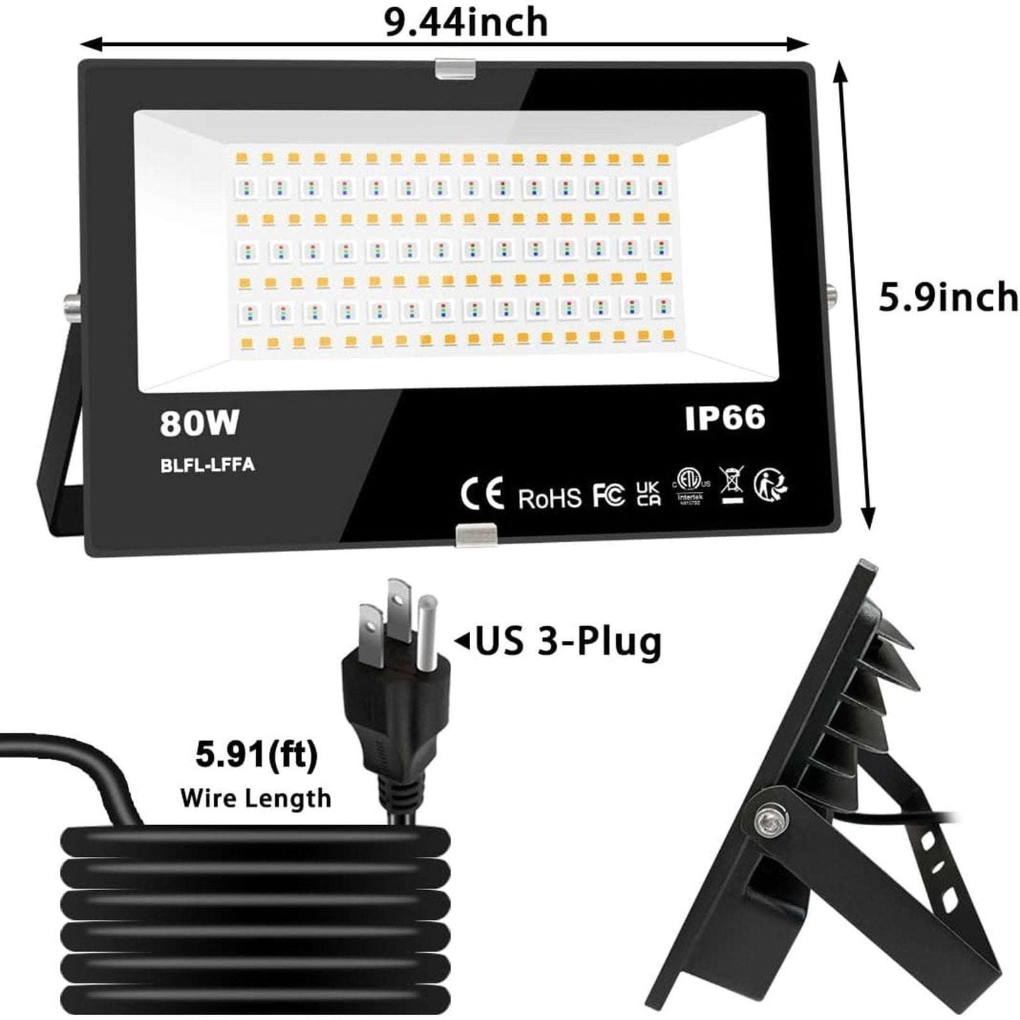 MELPO LED Flood Lights Outdoor 80W IP66 8000LM Smart App Control RGB Landscape