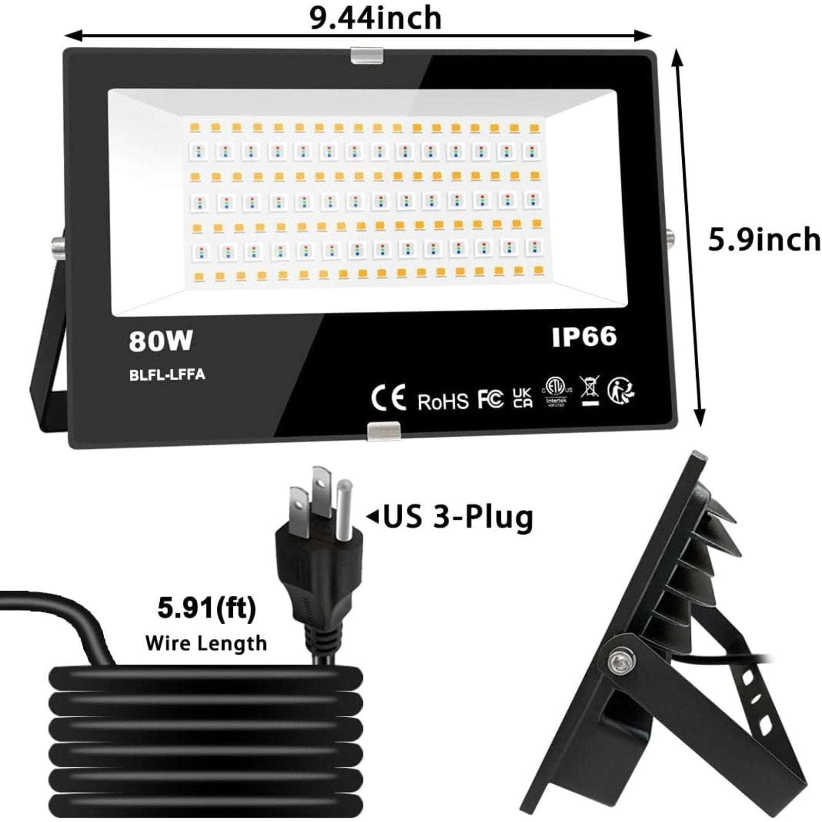 MELPO LED Flood Lights Outdoor 80W IP66 8000LM Smart App Control RGB Landscape
