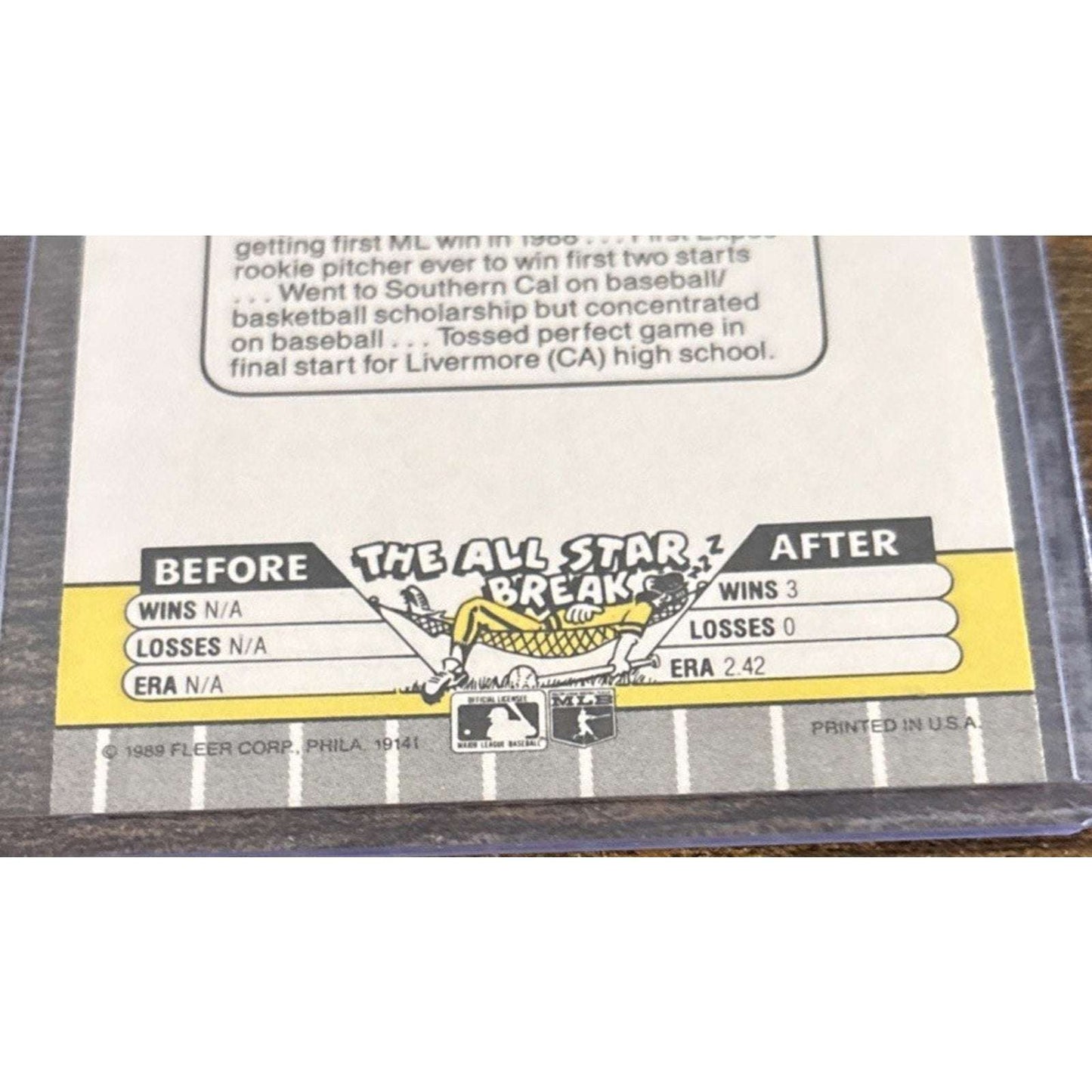 1989 FLEER #381 Randy Johnson Expos - RC - Error Marlboro Ad Blacked Out -PtoS