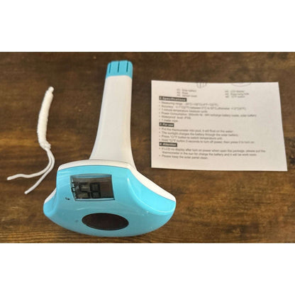 Digital Pool Thermometer Waterproof Solar-Powered Floating Large LCD Display