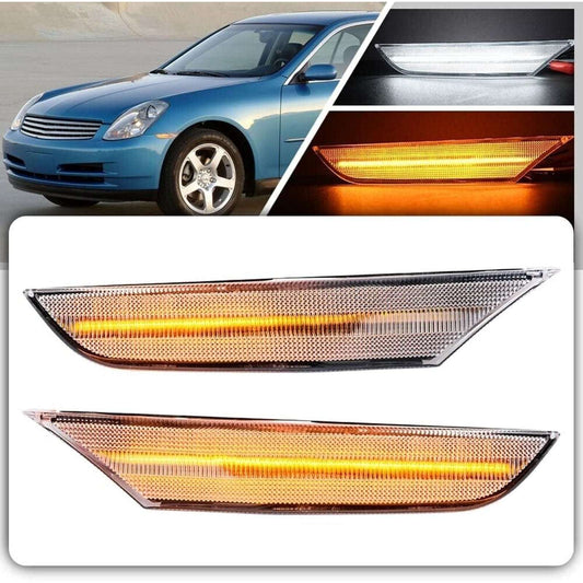 For 2003-2006 INFINITI G35 Sedan Base X LED Side Marker Light Car Lamp Clear