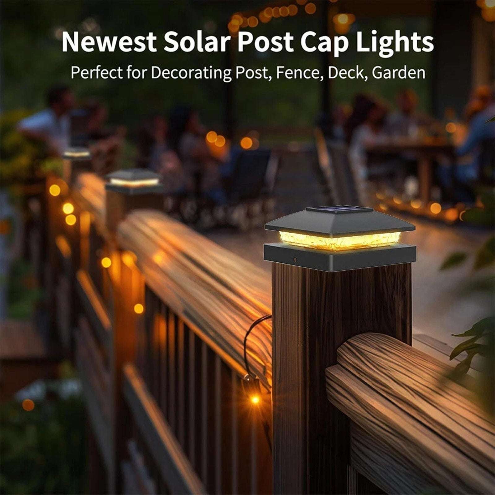 12 Pack Solar Post Cap Lights For 4x4 Outdoor Waterproof LED Deck Fence Black