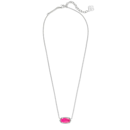 Kendra Scott Elisa Silver Pendant Necklace in Azalea Illusion Hot Pink Druisy