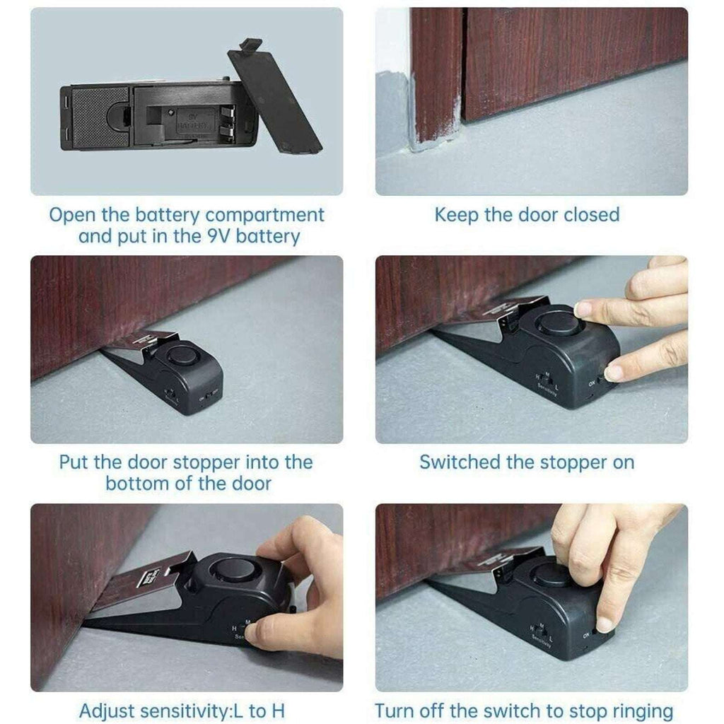 Wireless Travel Door Stop Alarm Portable Security Alert Wedge Stopper Hotel Safe