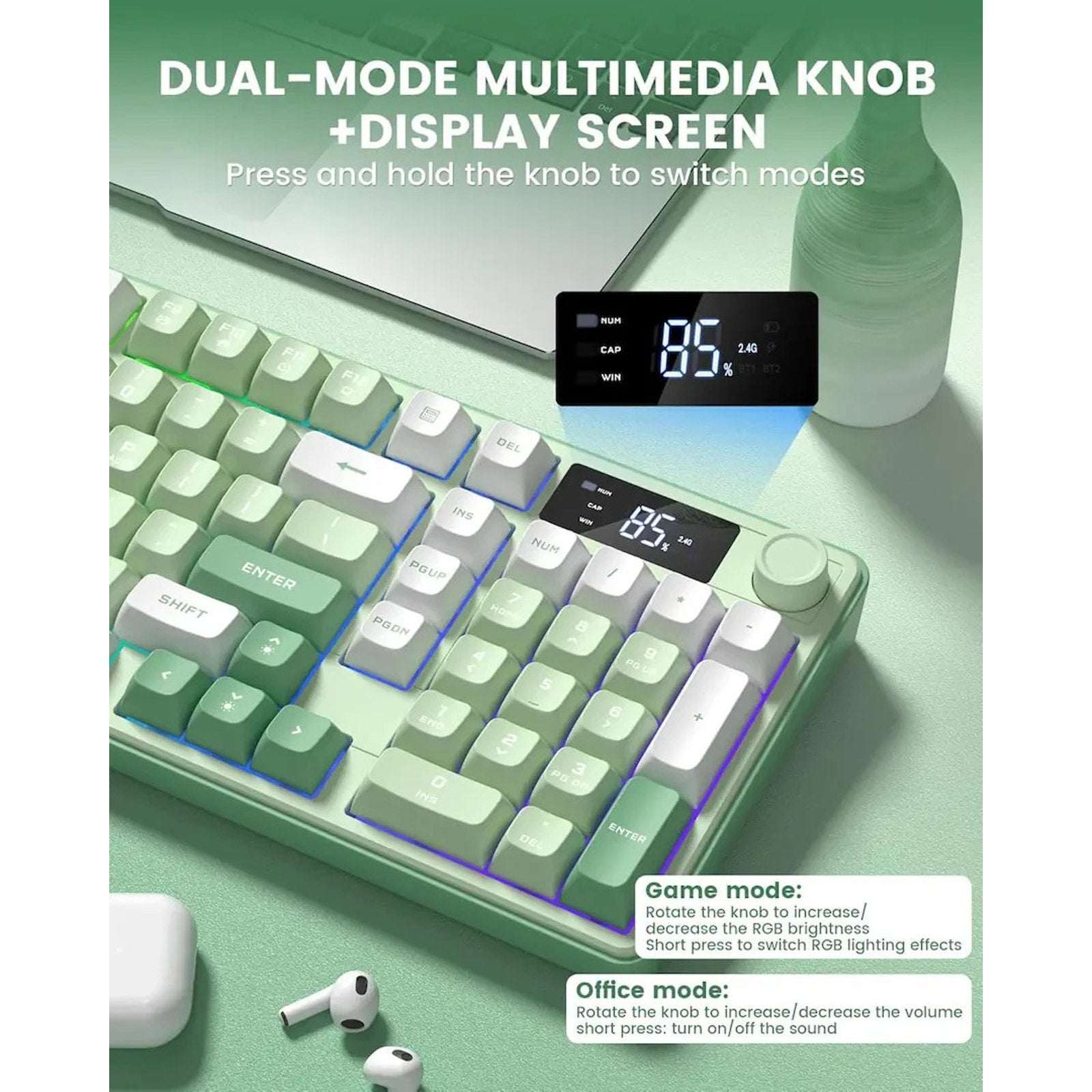 Womier DK98Pro 96% Wireless Tri-Mode RGB Smart Membrane Keyboard MultiMedia Knob