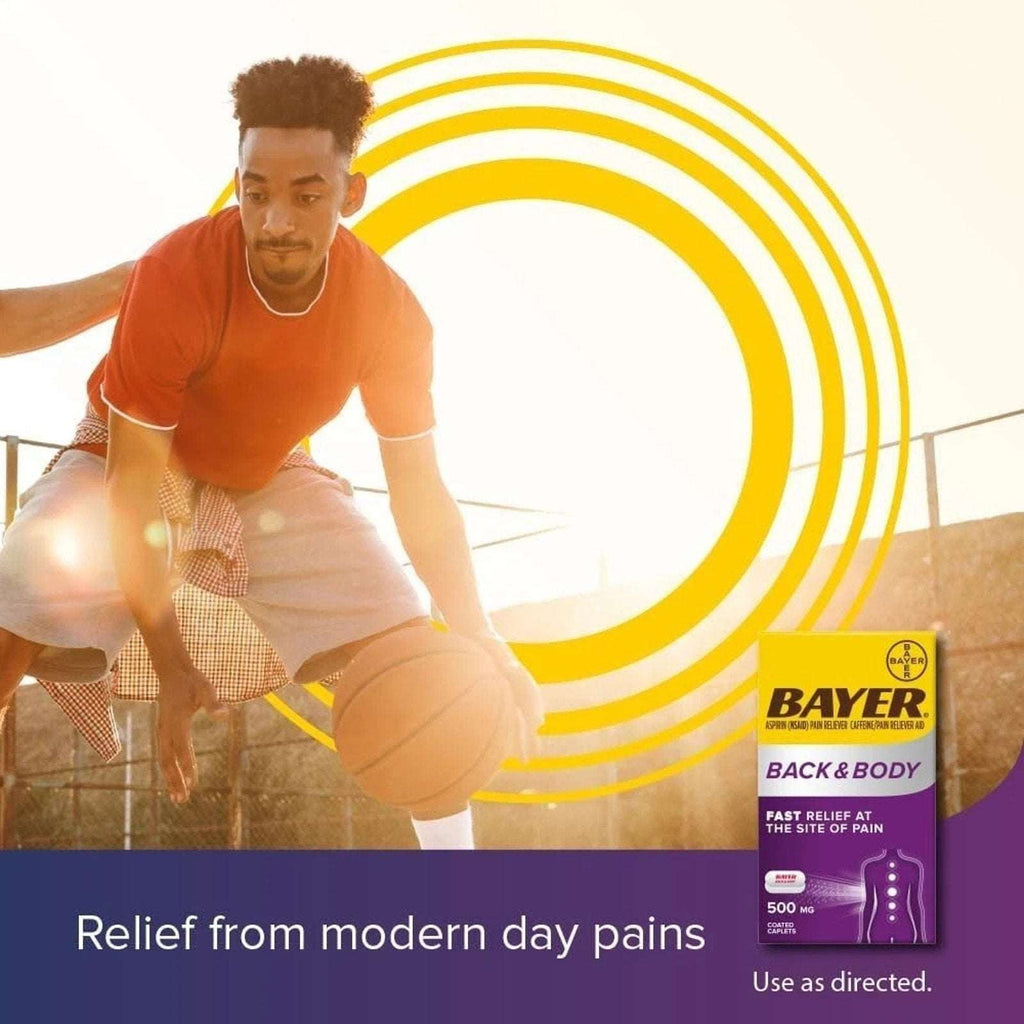 BAYER Back & Body Aspirin Pain Reliever Fast Relief 500 mg 200 Coated Caplets