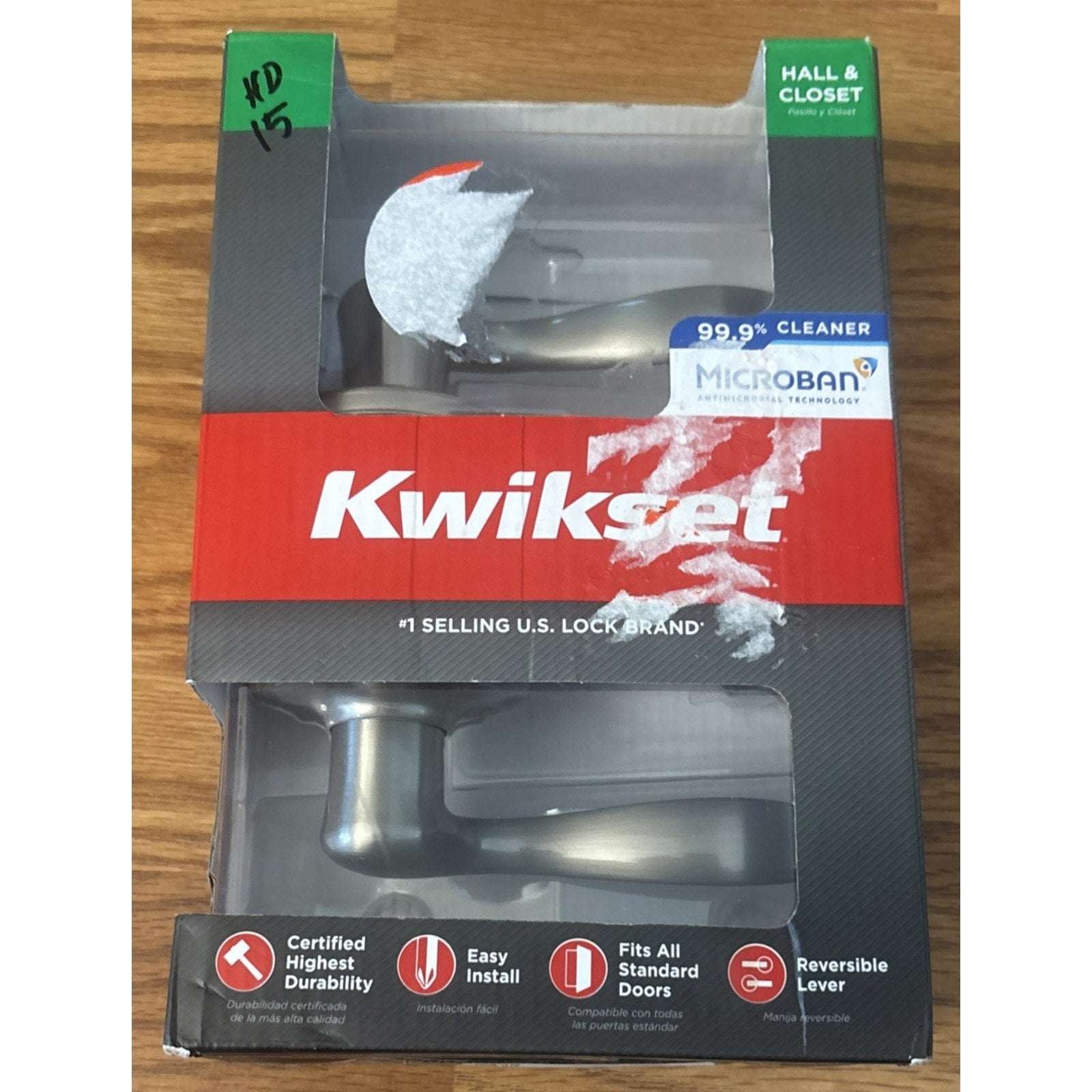 KWIKSET 97200-777 Hall/Closet Microban Tustin Passage Door Handle Satin Nickel