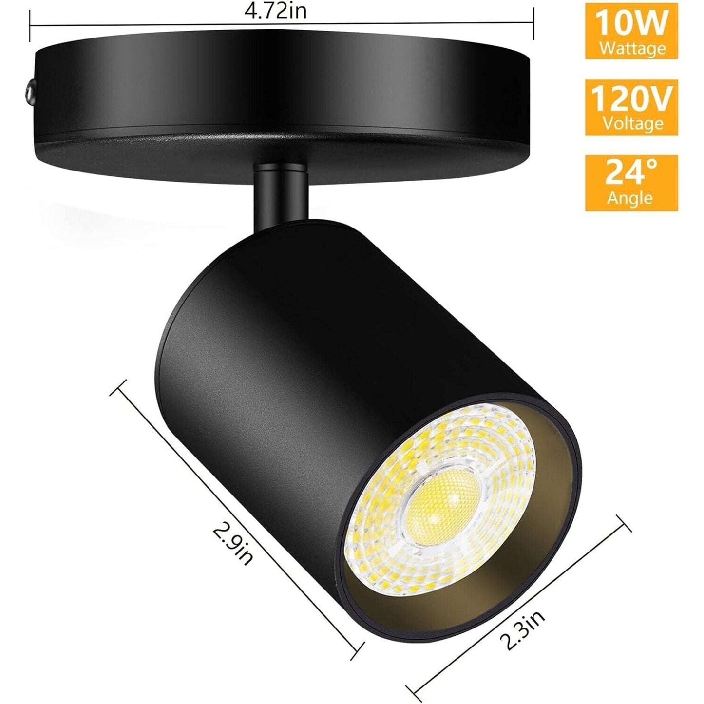 VANoopee 10W Dimmable Flicker Free Ceiling Flush Mount Adjustable Spotlight 2Pk