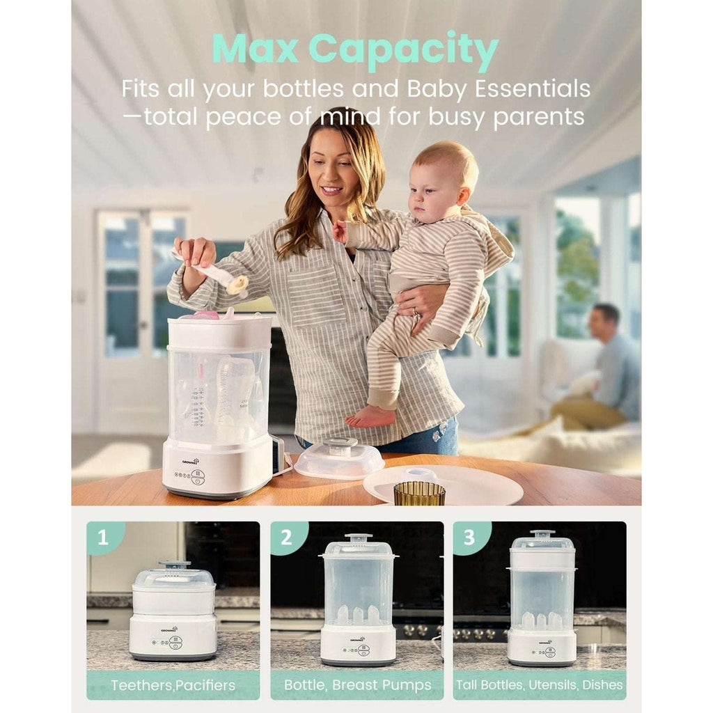 Grownsy Bottle Sterilizer and Dryer Model LS-BE916, Compact Electric Steam Baby