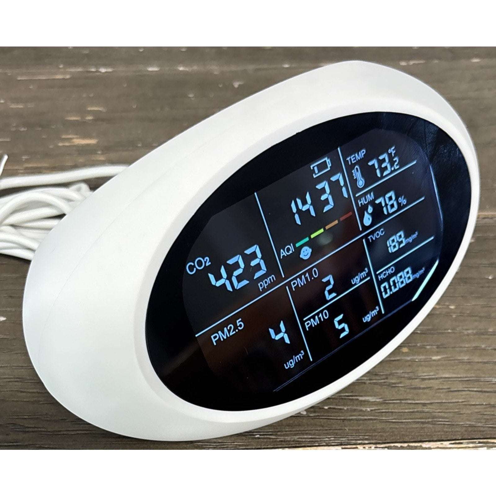 12 in 1 Air Quality Monitor Indoor Portable CO2, TVOC, PM2.5, PM1.0, PM10 Meter