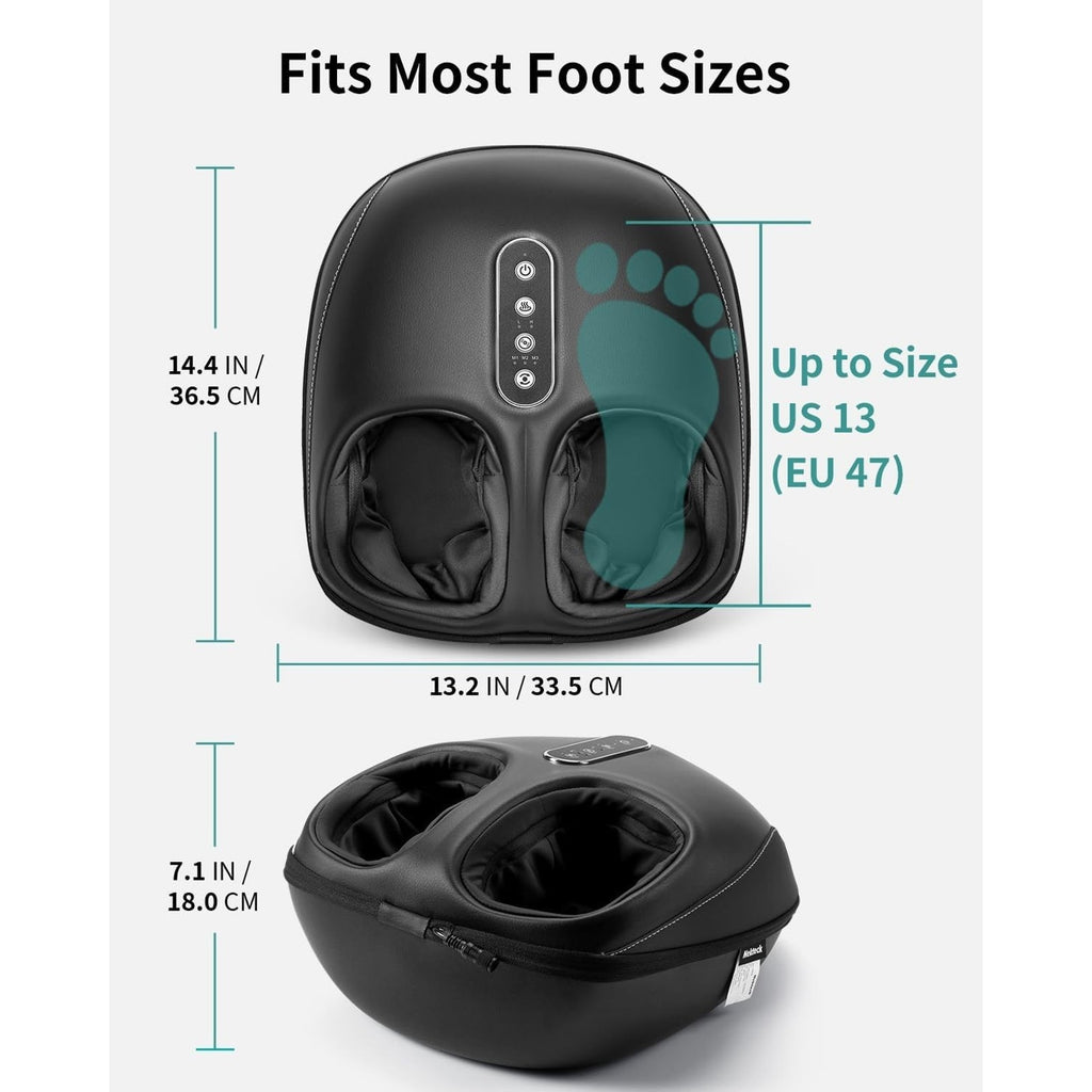 Shiatsu Foot Massager w/ Heat, Deep Kneading & Air Compression - 3 Modes, Memory