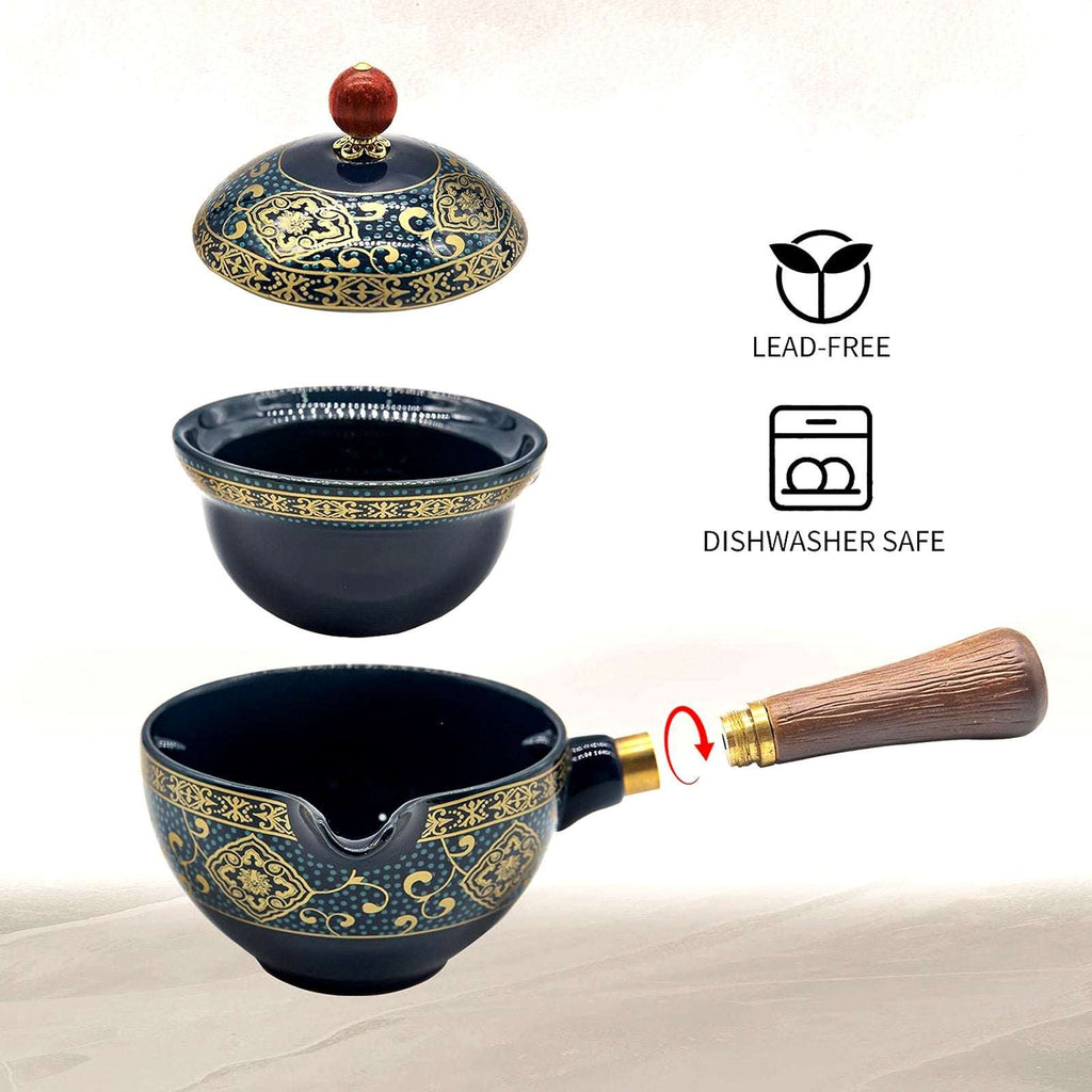 Porcelain Chinese Gongfu Tea Set Portable Teapot Set w/ 360° Rotation & Infuser