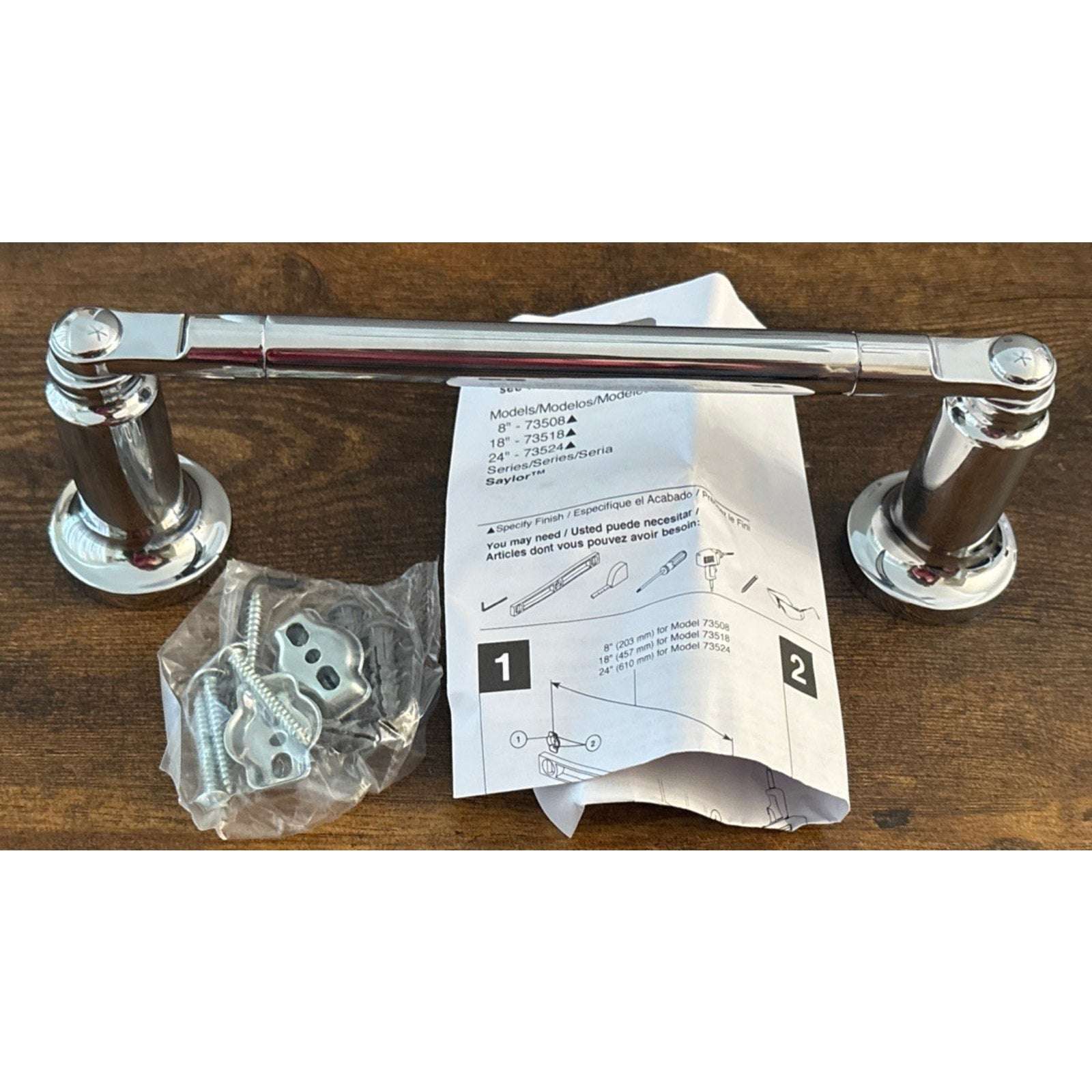 Delta 73508 Saylor 8" Towel Bar Polished Chrome - Hand Towel/Towel - Silver